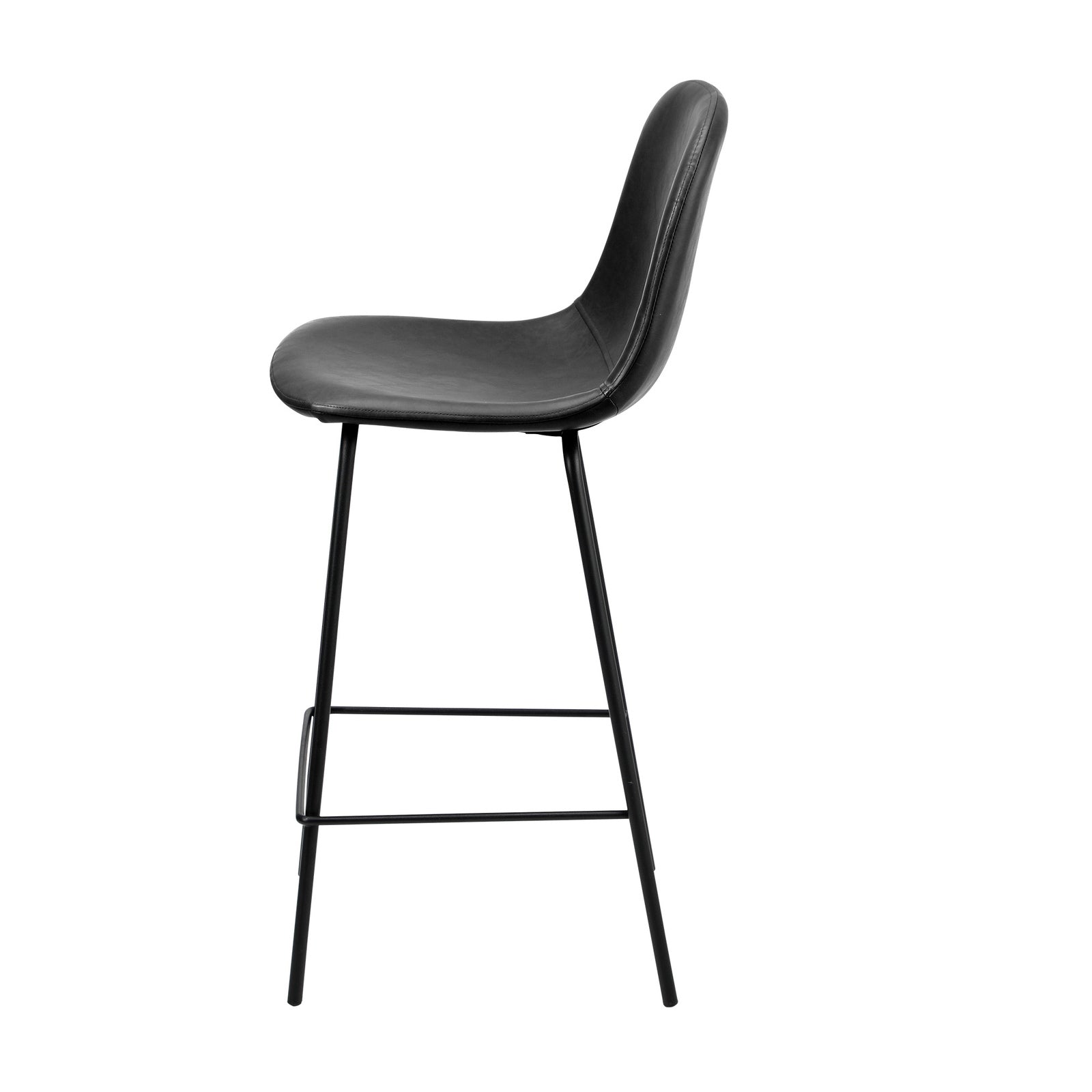 Oikiture 4x Bar Stools Kitchen Dining Chair Counter Stool PU Leather Black - Sunyee