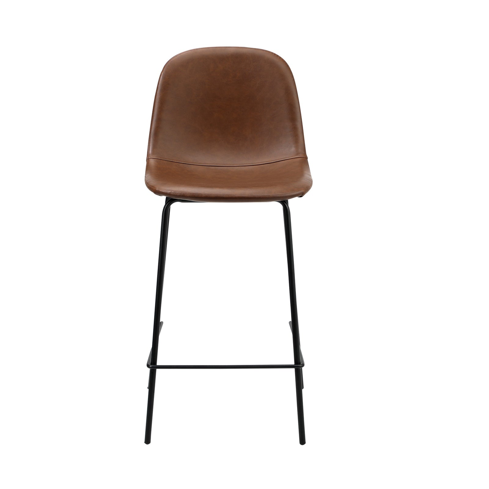 Oikiture 2x Bar Stools Kitchen Dining Chair Counter Stool PU Leather Brown - Sunyee