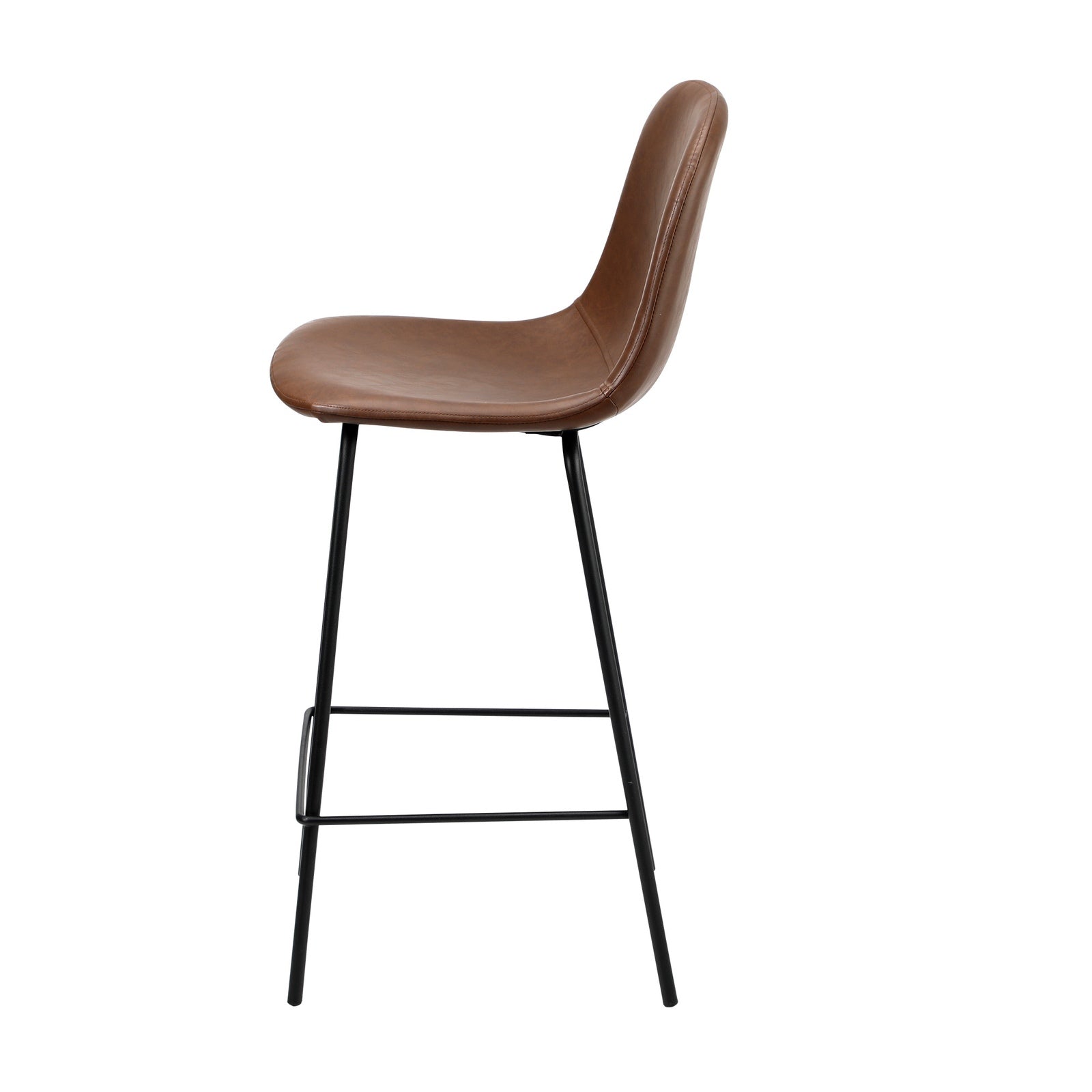 Oikiture 2x Bar Stools Kitchen Dining Chair Counter Stool PU Leather Brown - Sunyee