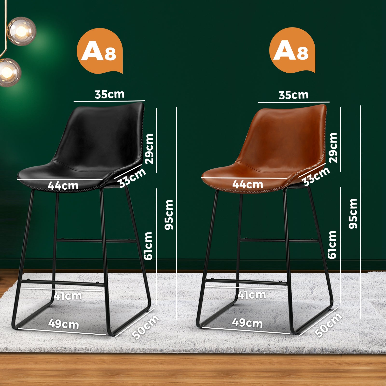 Oikiture Bar Stools Kitchen Stool Bar Chairs Metal Barstool Dining Chair Swivel - Sunyee