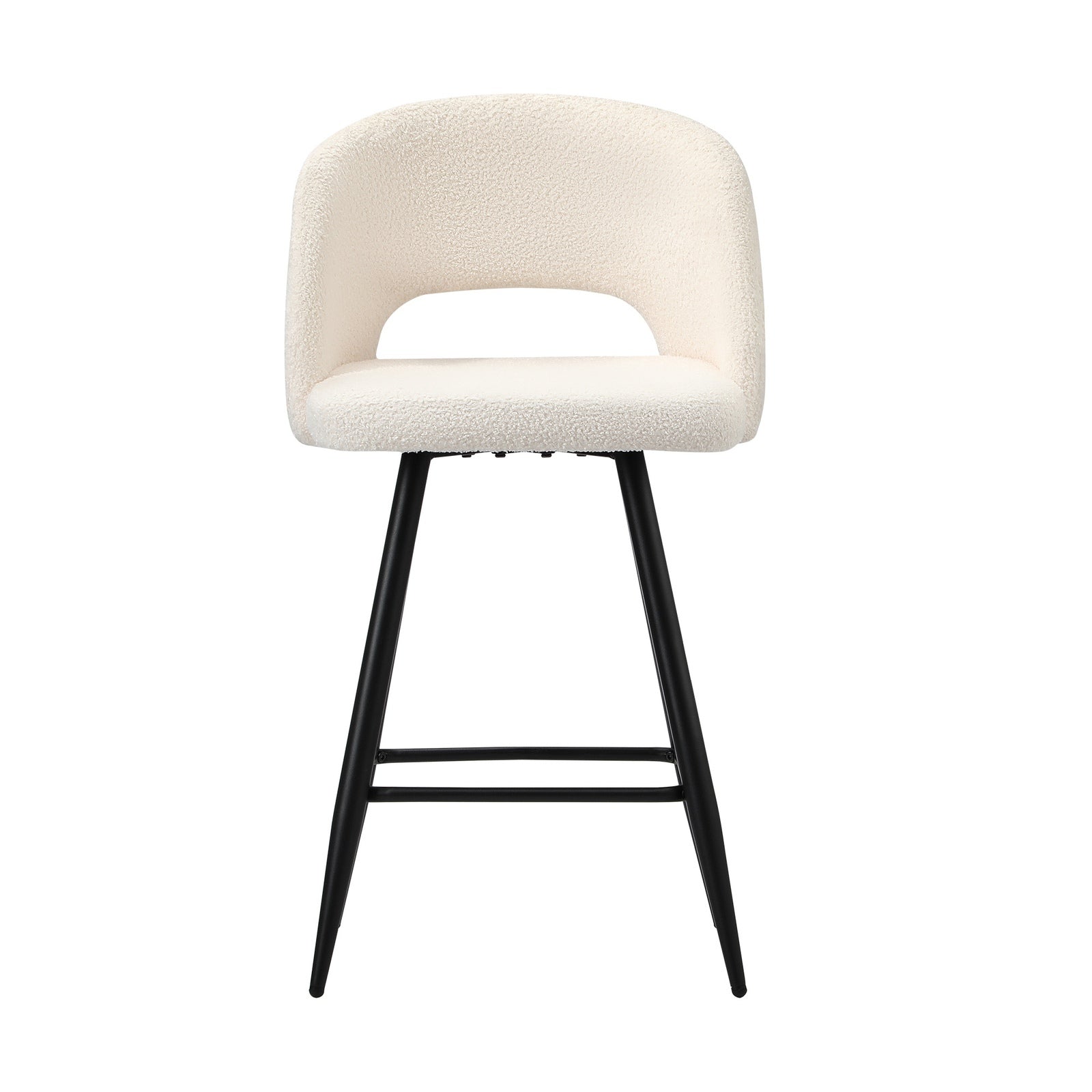 Oikiture 4x Bar Stools Kitchen Dining Chair Padded Chair Boucle White SURA
