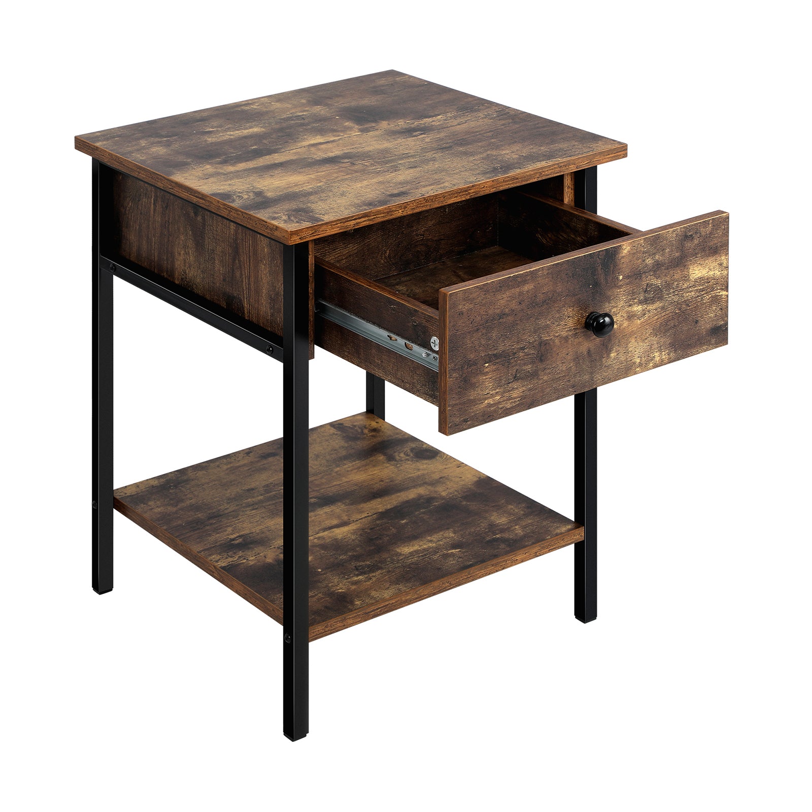 Oikiture Bedside Tables Side Table Drawer Nightstand Storage Cabinet Shelf Wood - Sunyee