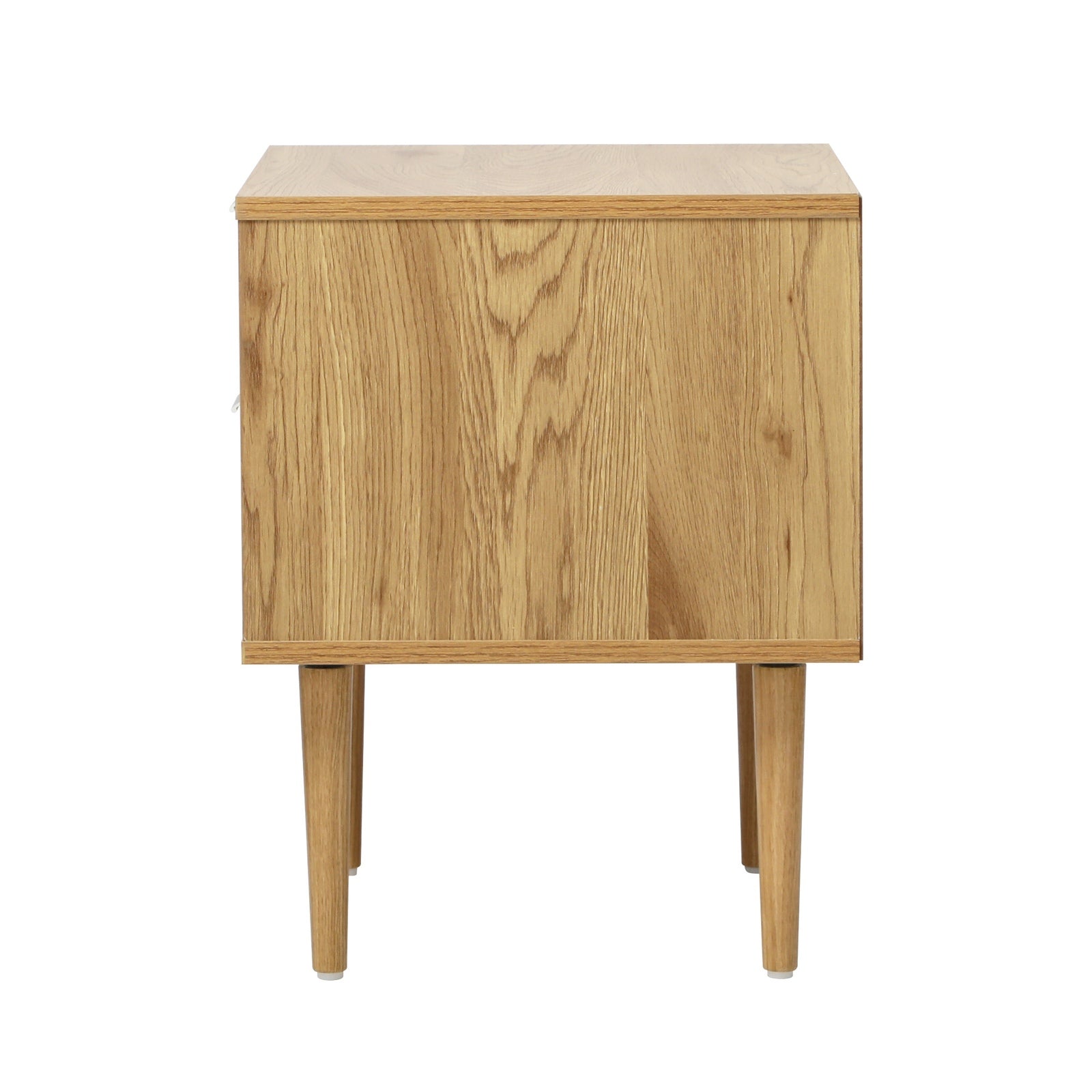 Oikiture Bedside Table 2 Drawers Side Table Cabinet Metal Handle Natural