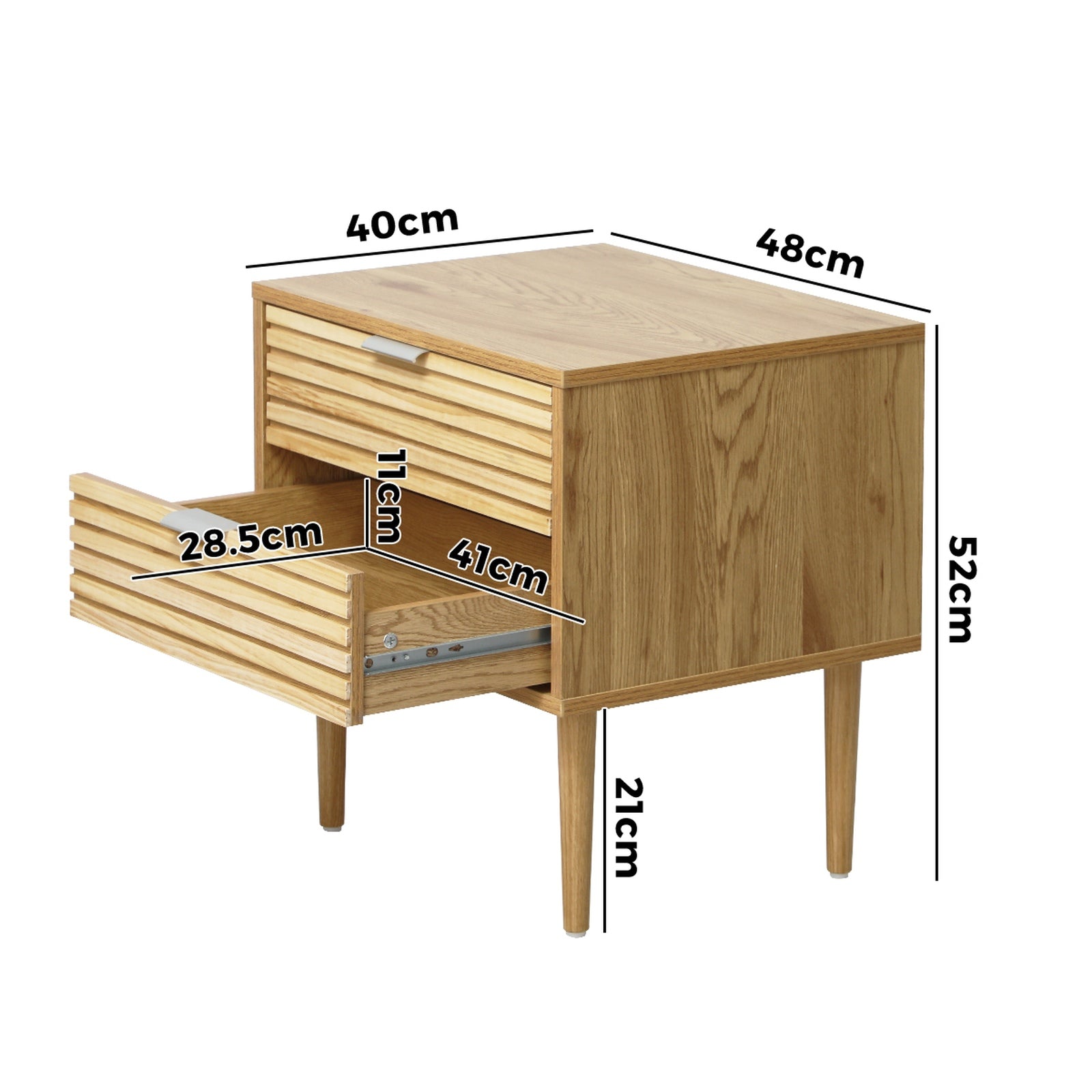 Oikiture 2pc Bedside Table 2 Drawers Side Table Cabinet Metal Handle Natural