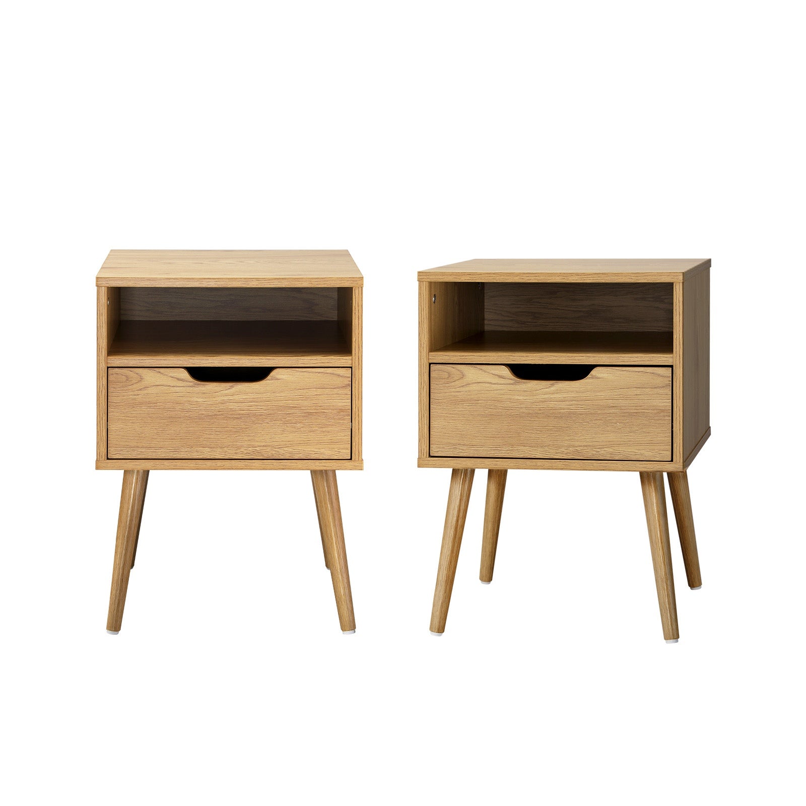 Oikiture Bedside Tables Set of 2 Side Table Nightstand Bedroom Cabinet Wood - Sunyee