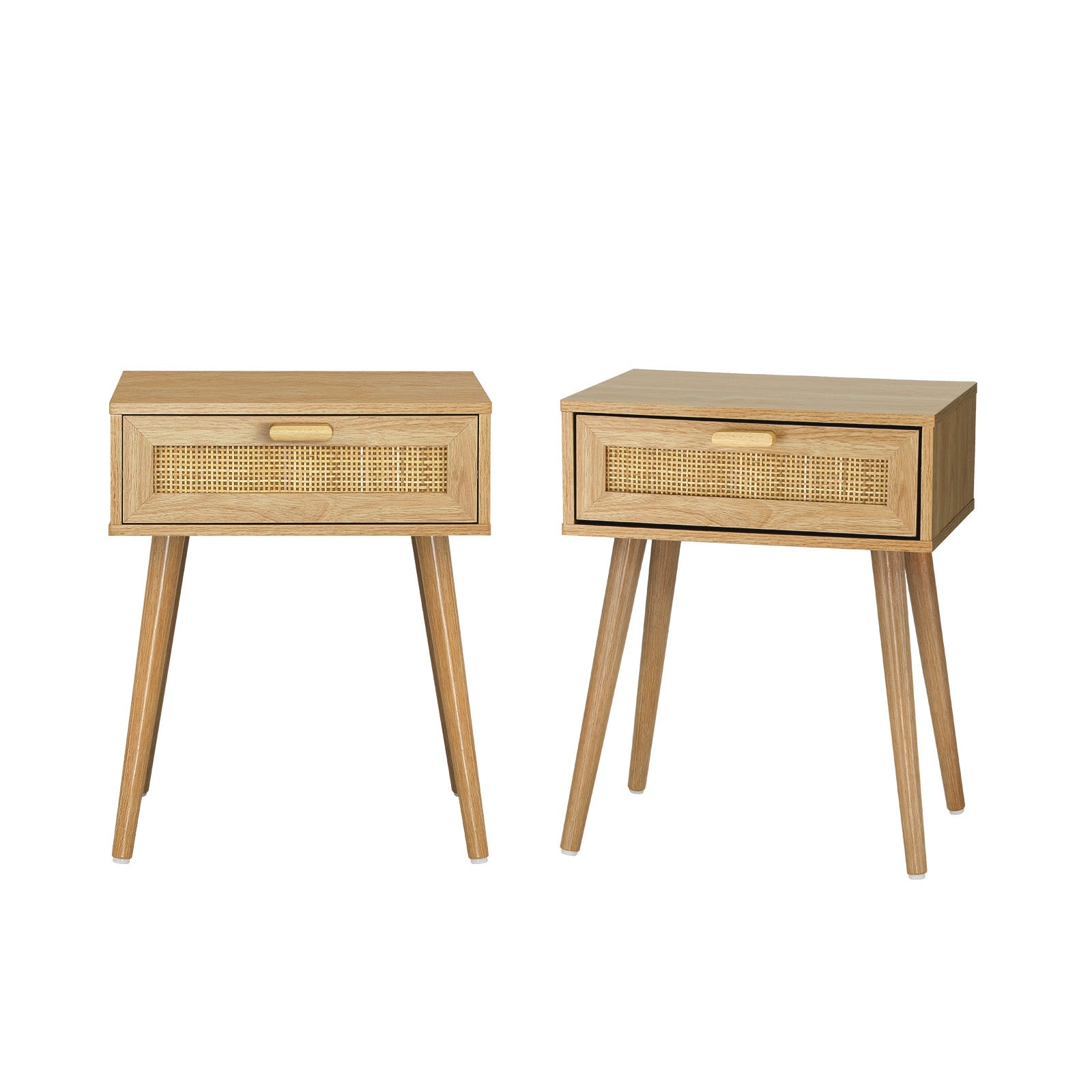 Oikiture Bedside Tables Set of 2 Side Table Storage Cabinet Nightstand Rattan - Sunyee