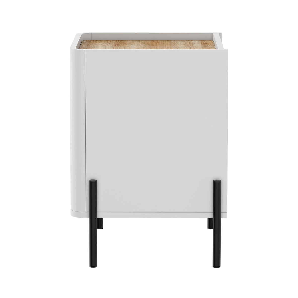 Oikiture 2pc Bedside Table 2 Drawer Nightstand Side Cabinet Handle-Free White