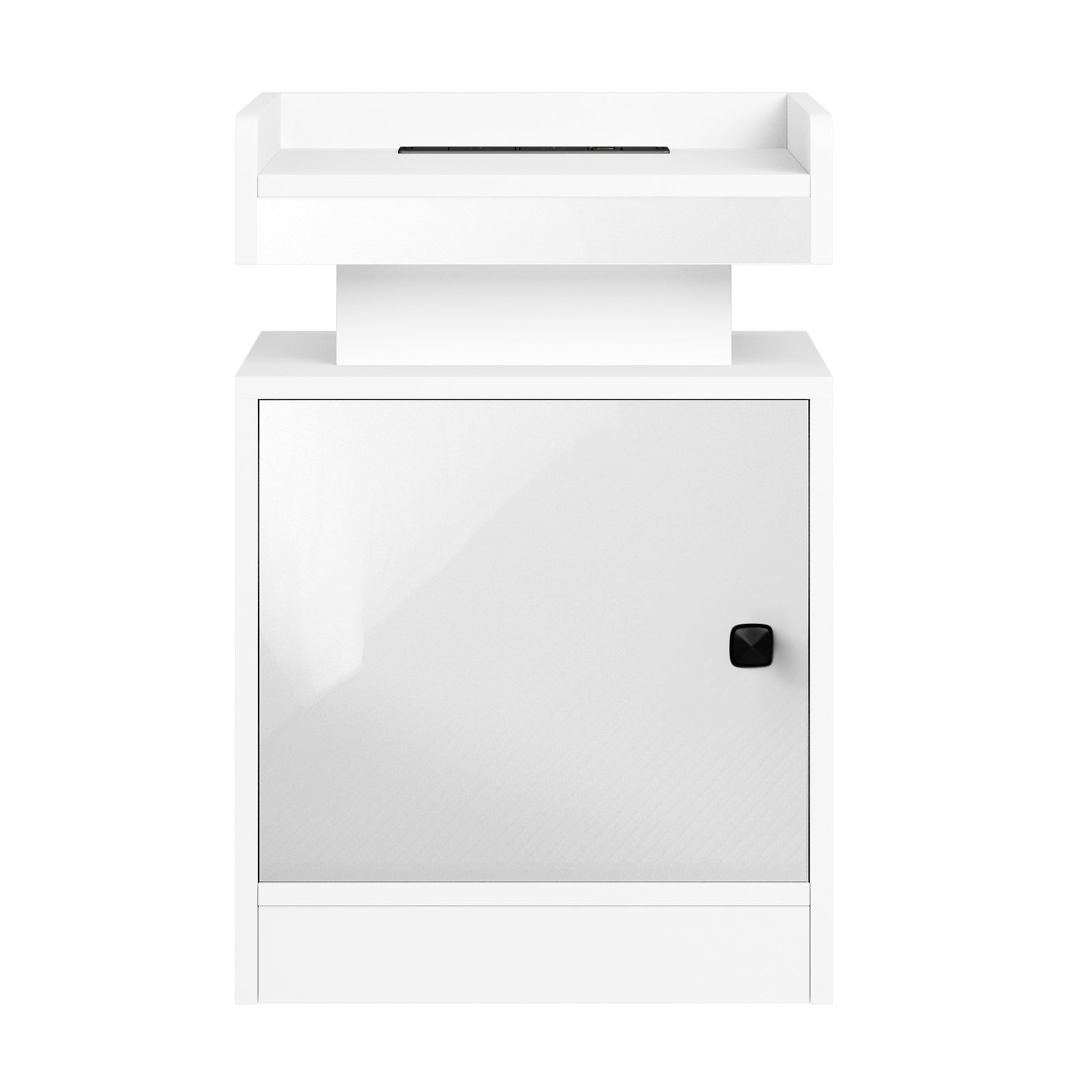 Oikiture Bedside Table LED Nightstand USB Charging Station Side Table White - Sunyee