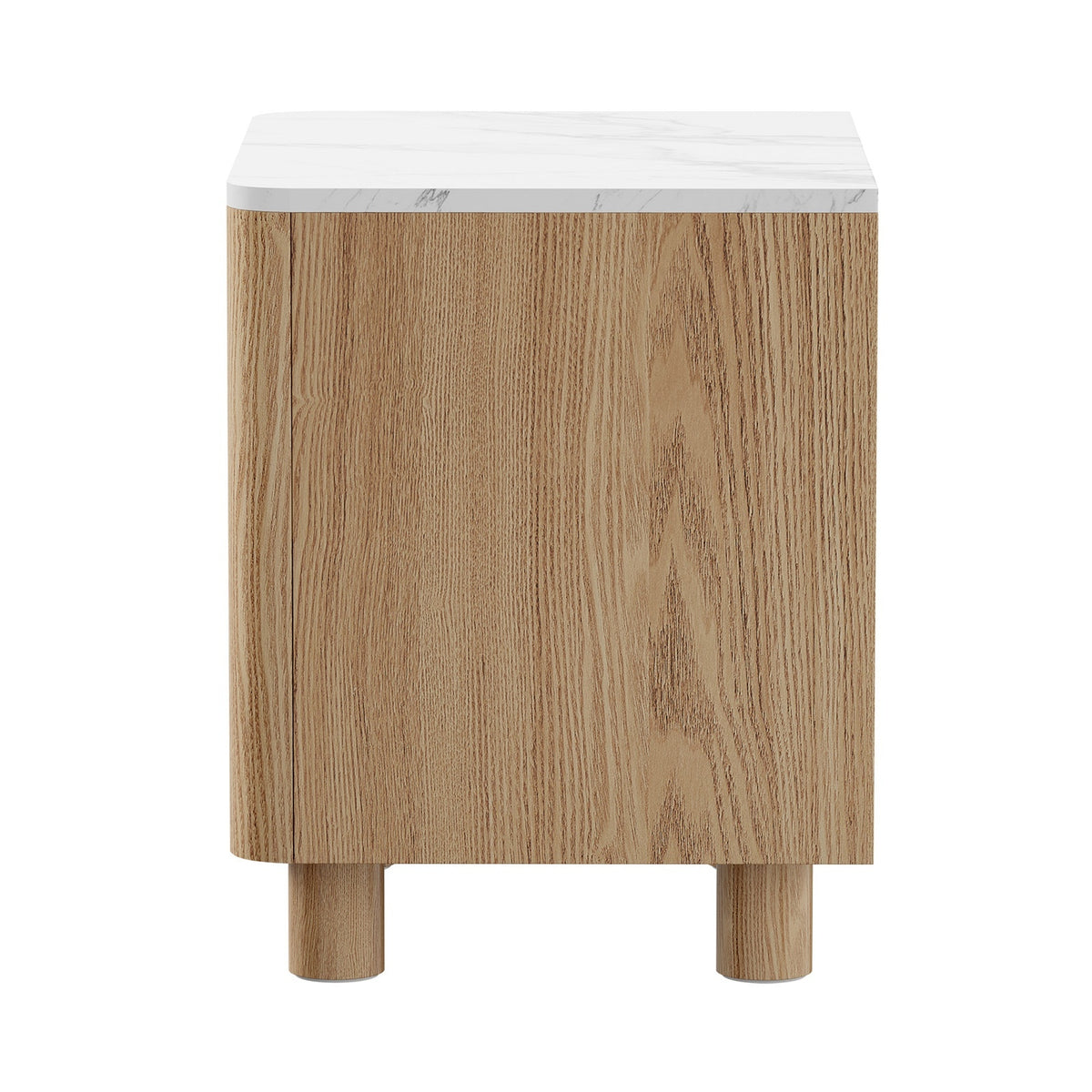 Oikiture Bedside Table Nightstand One Drawer Open Shelf Handle-Free