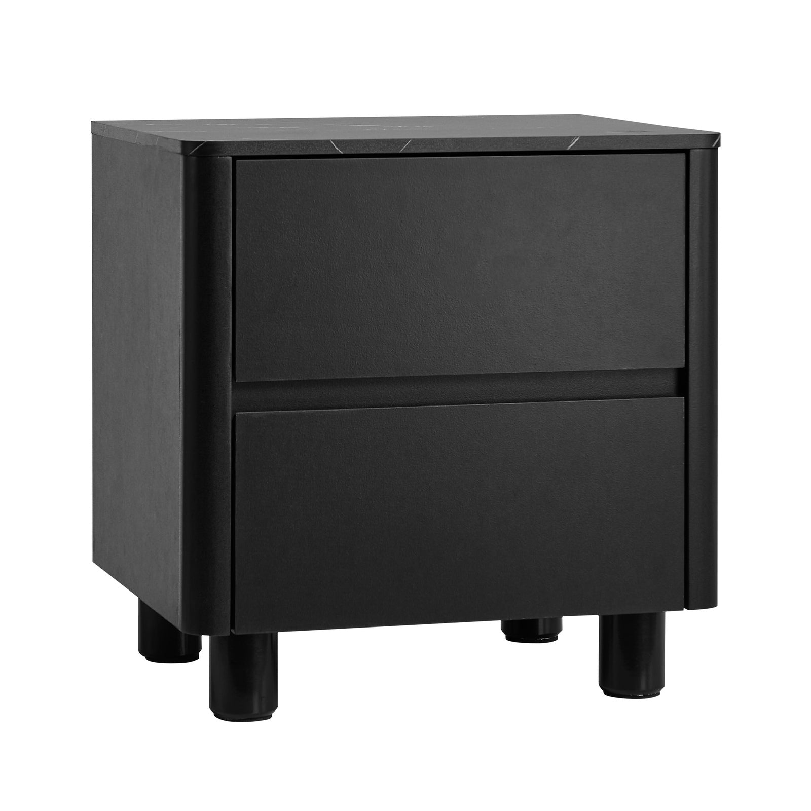 Oikiture Bedside Table 2 Drawers Storage Cabinet Nightstand Side Table Black - Sunyee