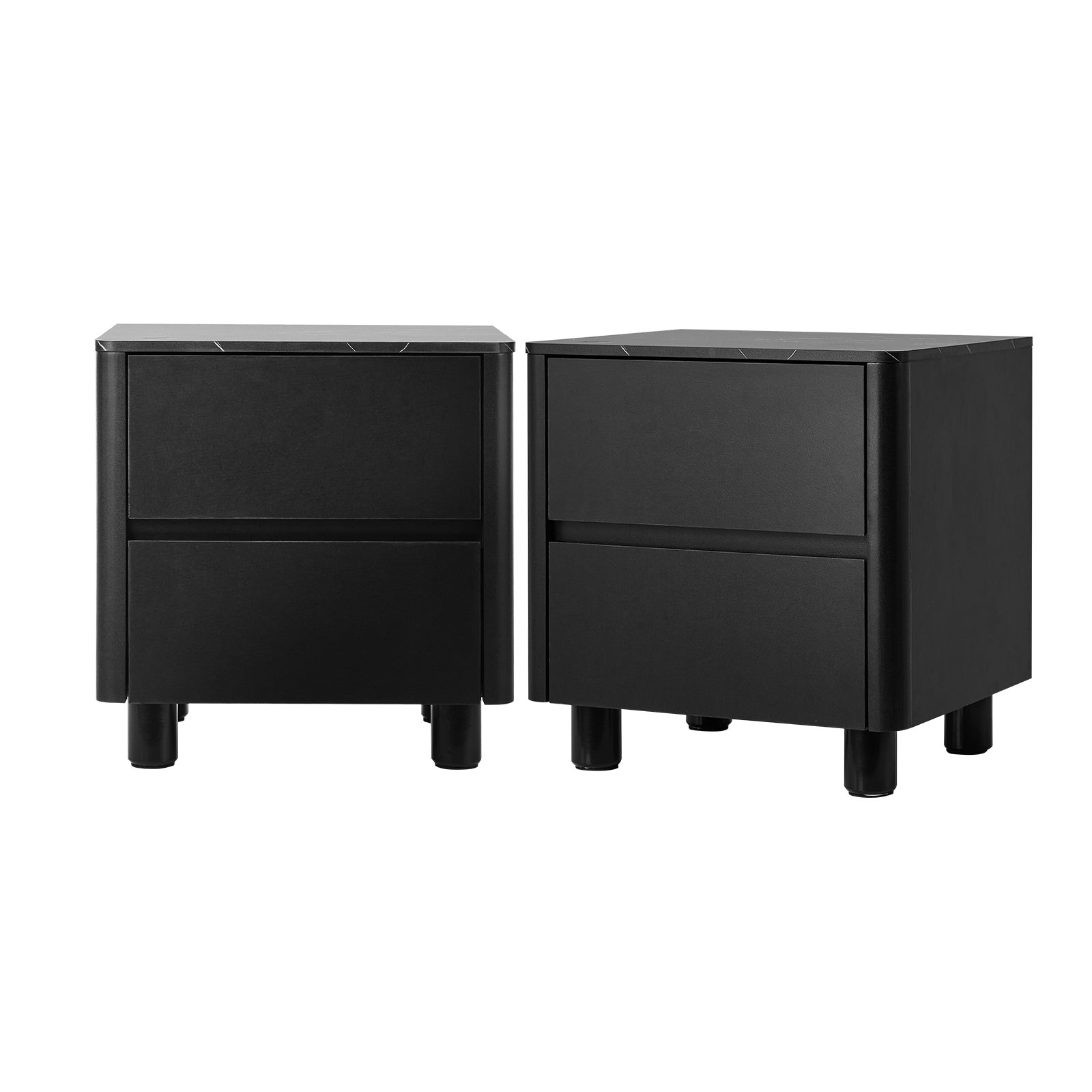 Oikiture 2x Bedside Table 2 Drawers Storage Cabinet Nightstand Side Table Black - Sunyee