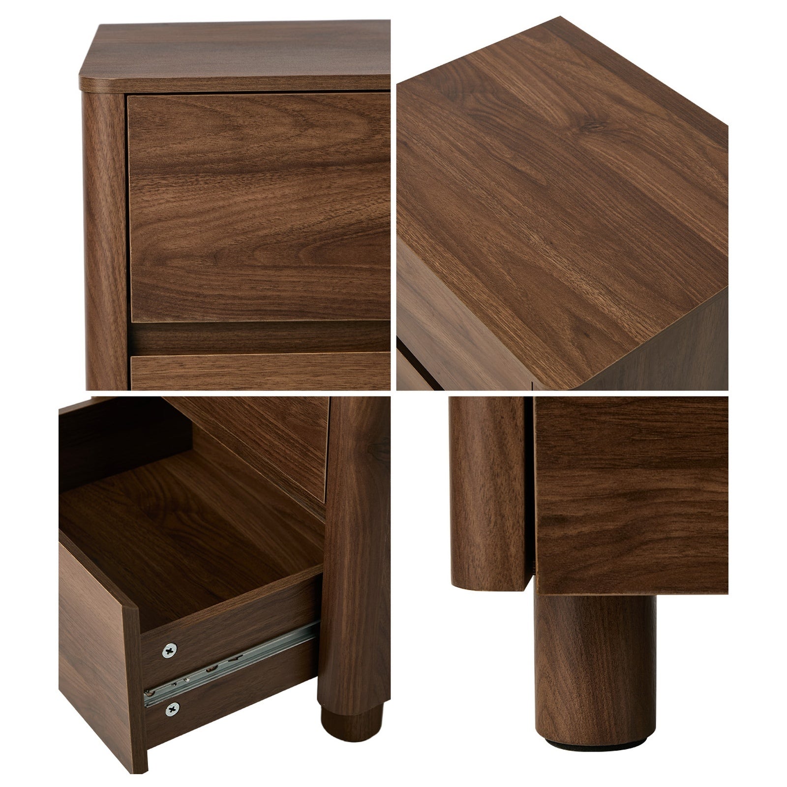 Oikiture 2x Bedside Table 2 Drawers Storage Cabinet Nightstand Side Table Walnut - Sunyee