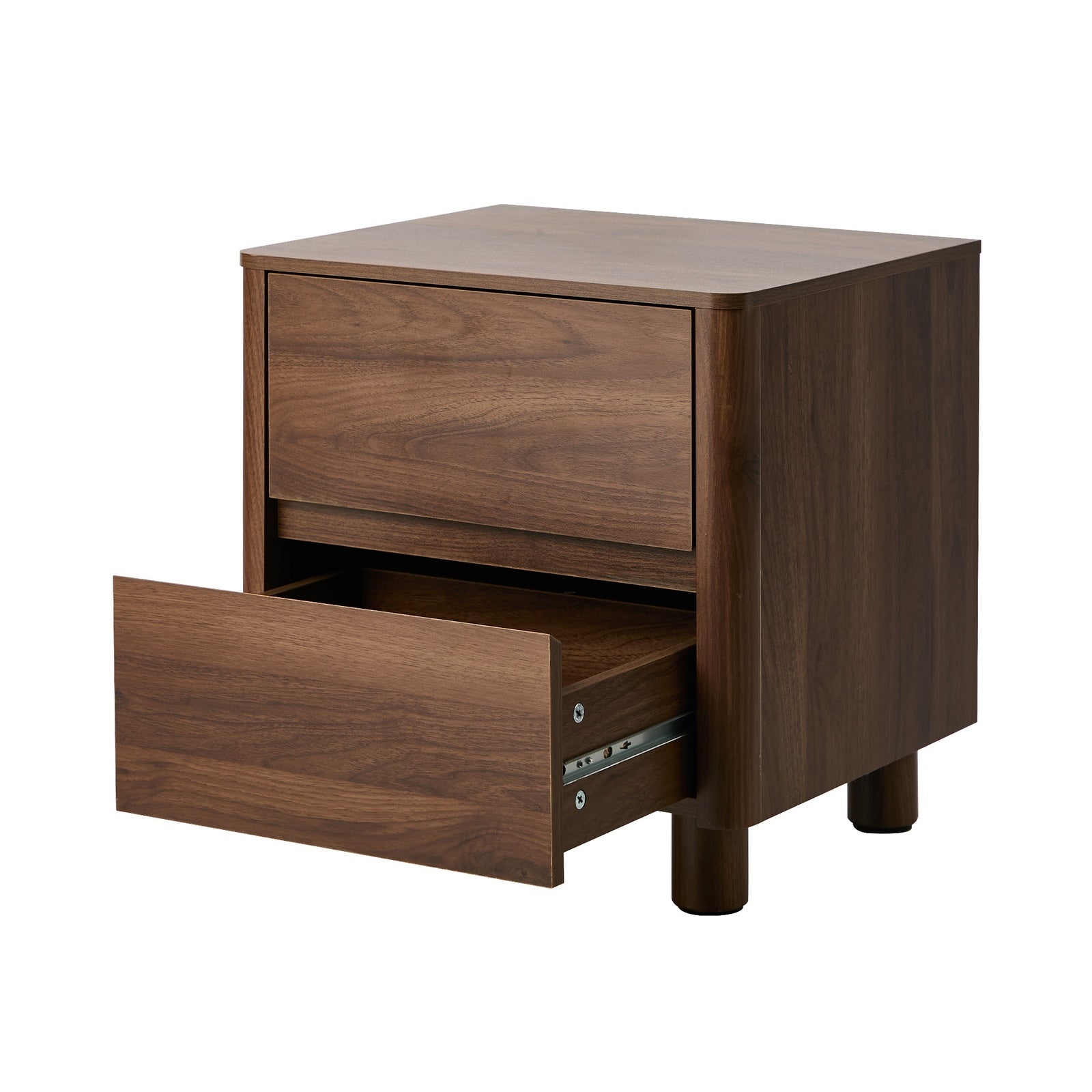 Oikiture 2x Bedside Table 2 Drawers Storage Cabinet Nightstand Side Table Walnut - Sunyee