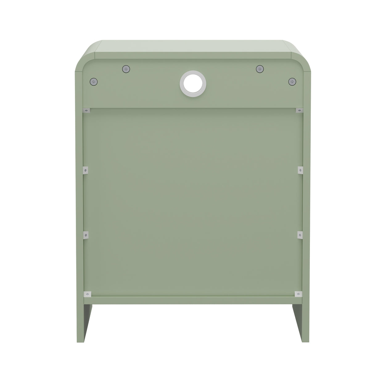 Oikiture Bedside Table Open Shelf Nightstand Handle-Free Drawers Green