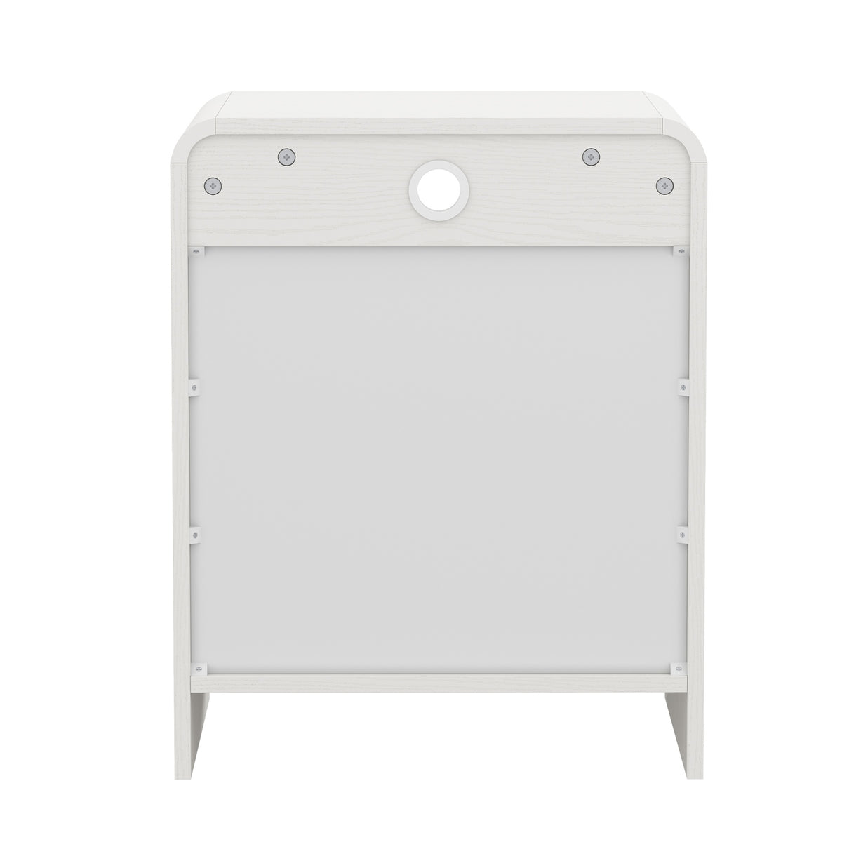 Oikiture Bedside Table Open Shelf Nightstand Handle-Free Drawers White