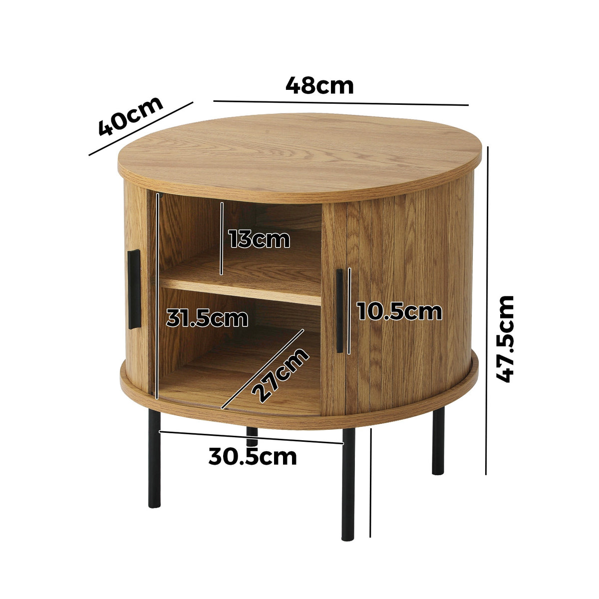Oikiture Bedside Table Side End Tables 2-tier Storage Cabinet Natural - Sunyee