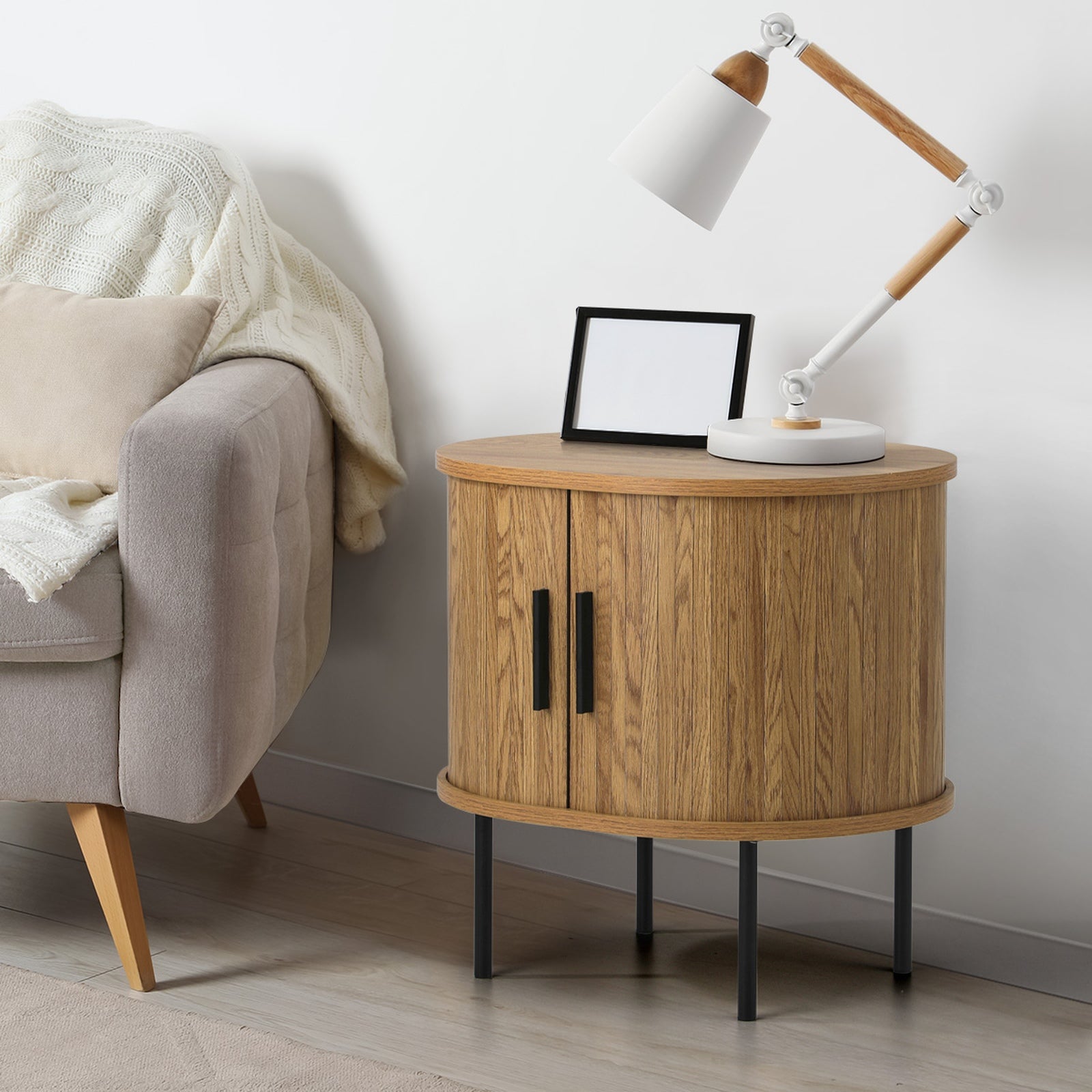 Oikiture Set of 2 Bedside Tables Side End Tables 2-tier Storage Cabinet - Sunyee