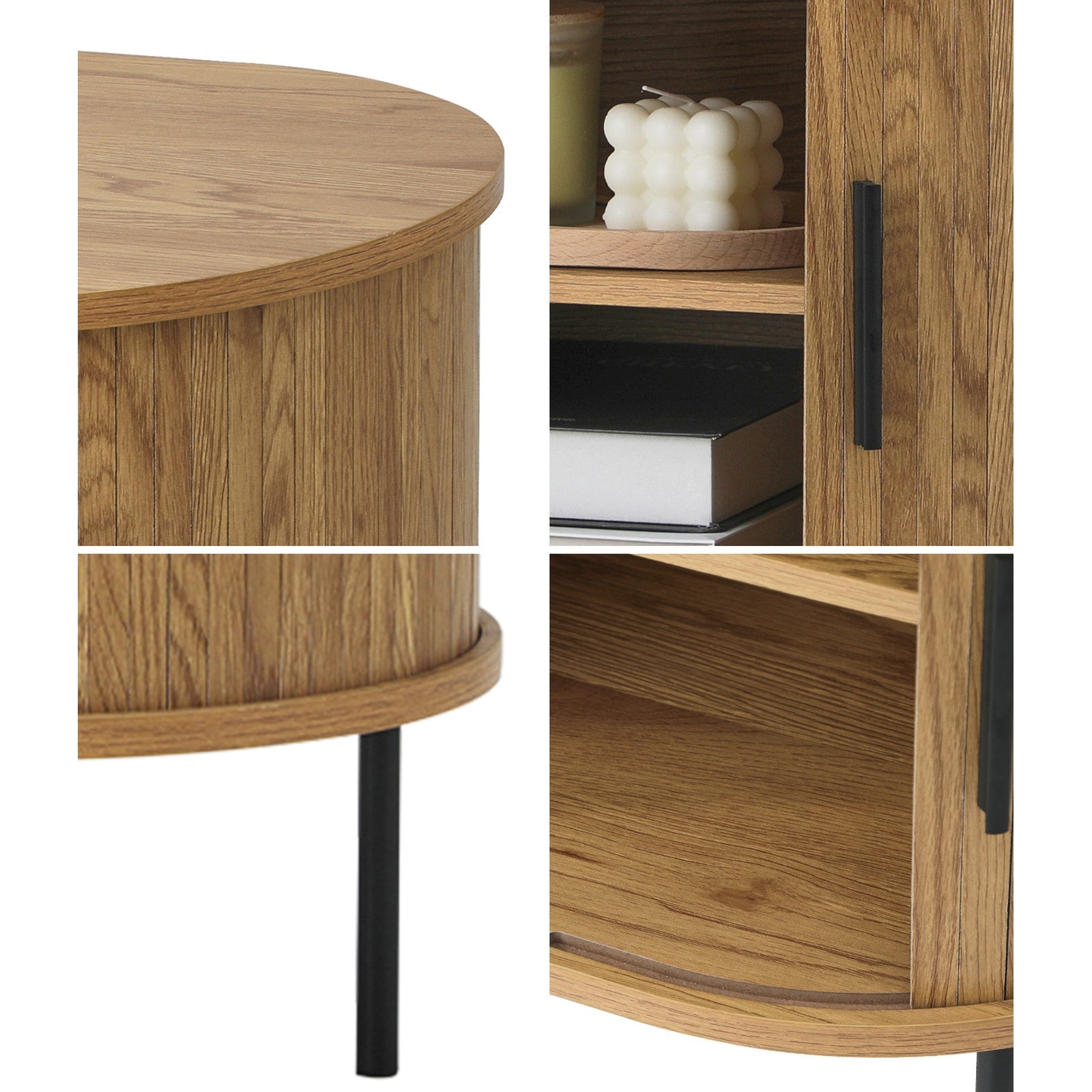 Oikiture Set of 2 Bedside Tables Side End Tables 2-tier Storage Cabinet - Sunyee