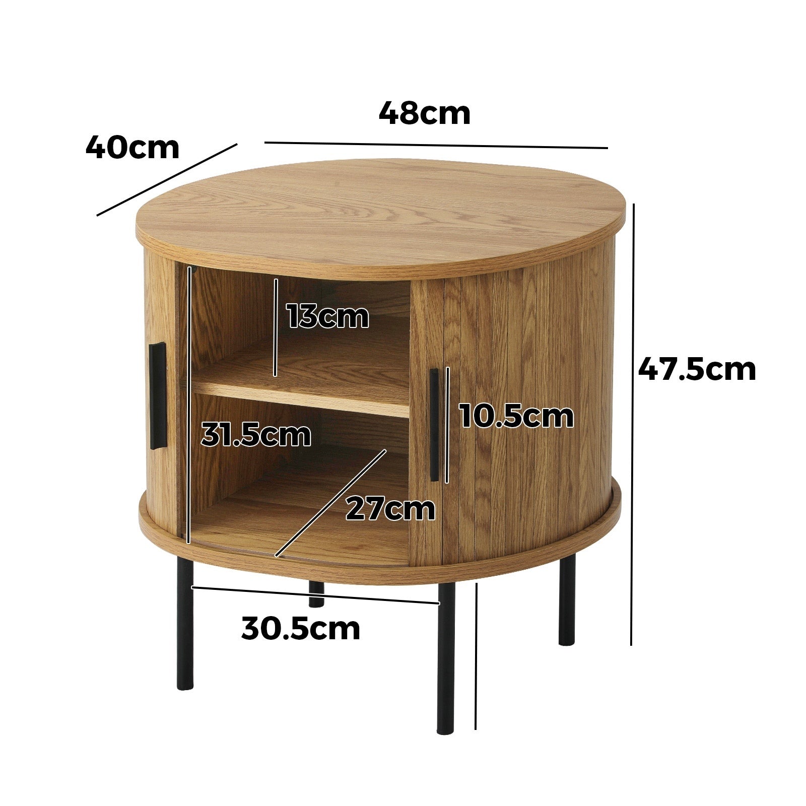 Oikiture Set of 2 Bedside Tables Side End Tables 2-tier Storage Cabinet - Sunyee