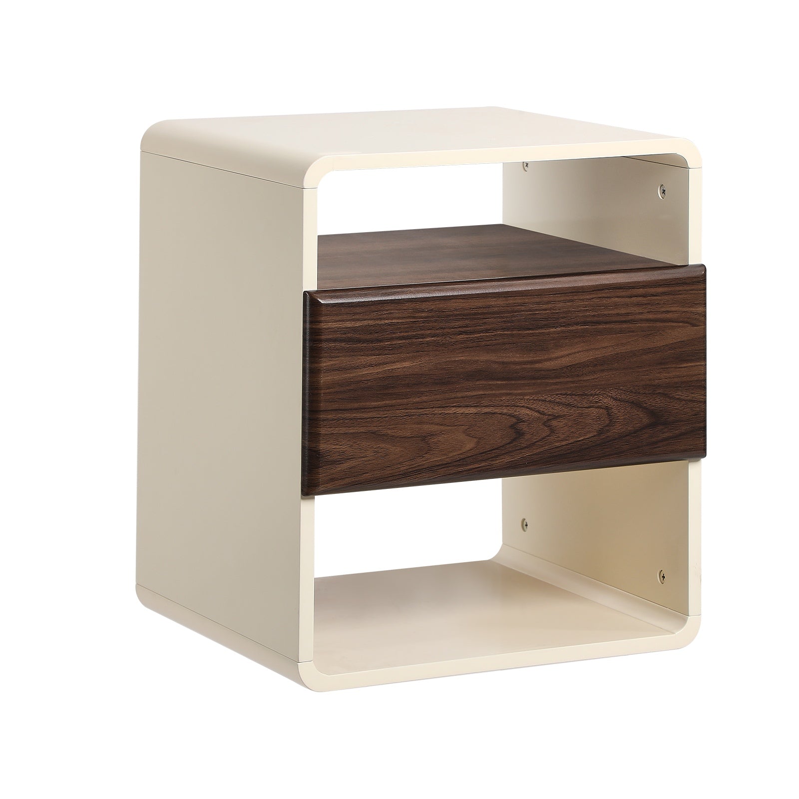 Oikiture Bedside Table Side Nightstand With Drawer Storage Shelf Retro-Modern - Sunyee