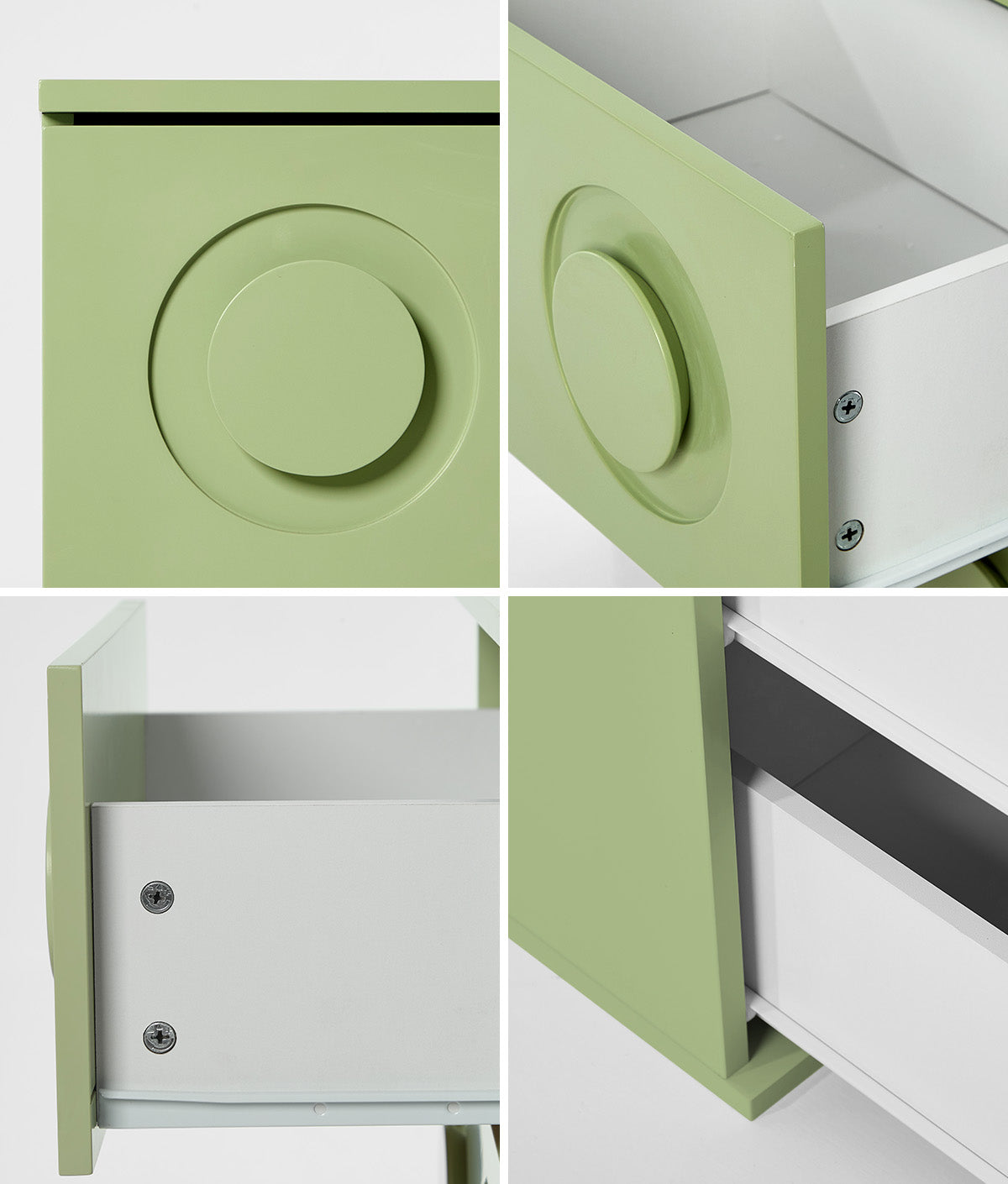 Oikiture Bedside Table 2 Drawers Nightstand Kid Storage Cabinet Green - Sunyee