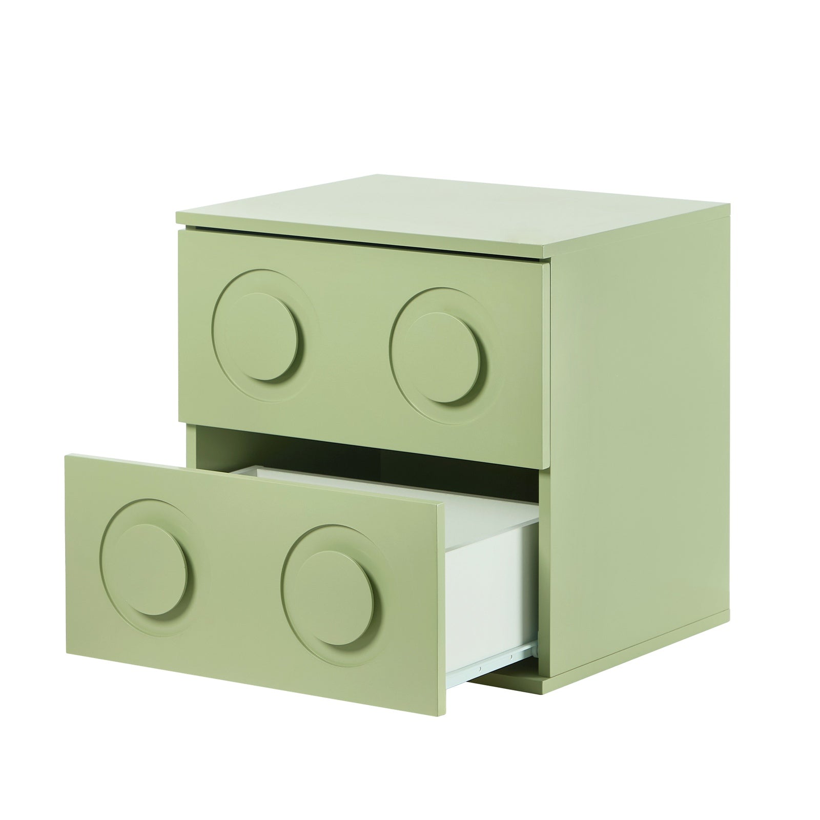 Oikiture Bedside Table 2 Drawers Nightstand Kid Storage Cabinet Green - Sunyee