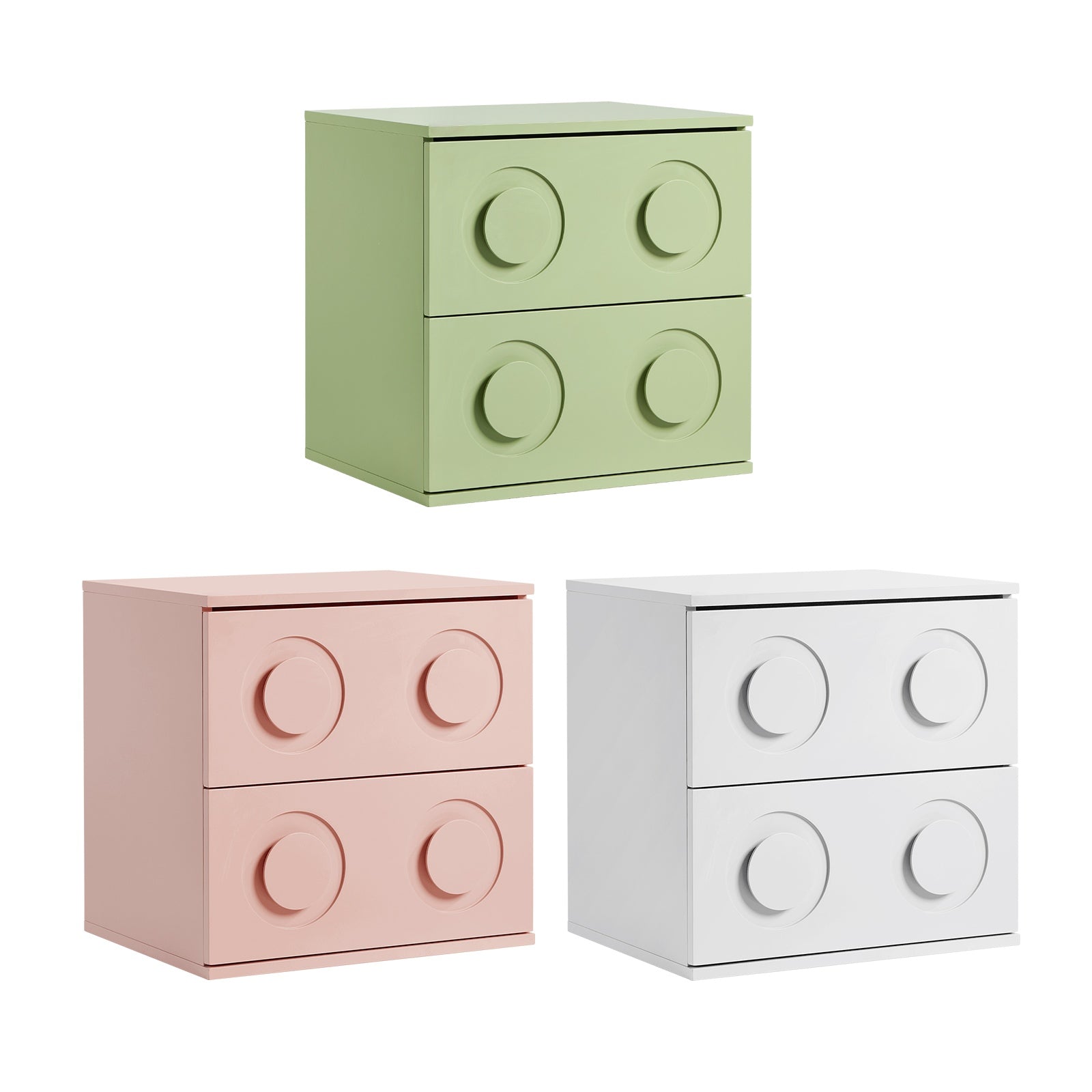 Oikiture Bedside Table 2 Drawers Nightstand Side Storage Cabinet - Sunyee