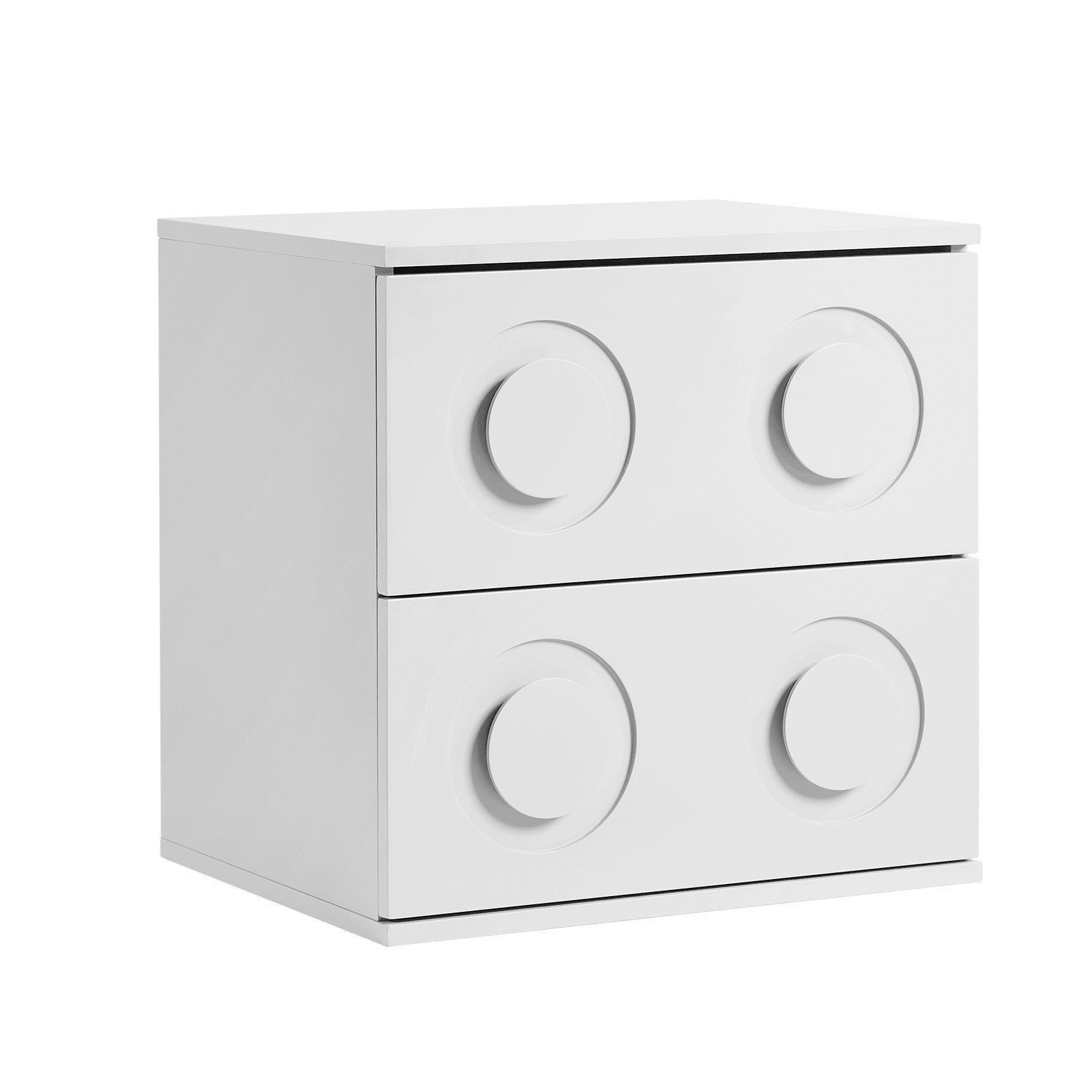 Oikiture Bedside Table 2 Drawers Nightstand Side Storage Cabinet White - Sunyee
