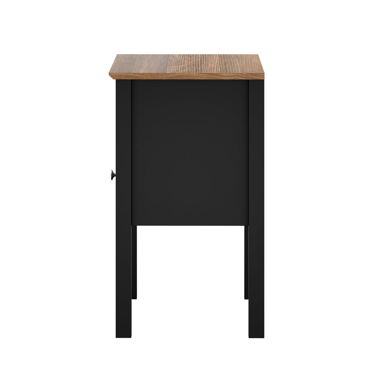 Oikiture Bedside Table 1 Drawer and Shelf Black Farmhouse Nightstand Cabinet - Sunyee