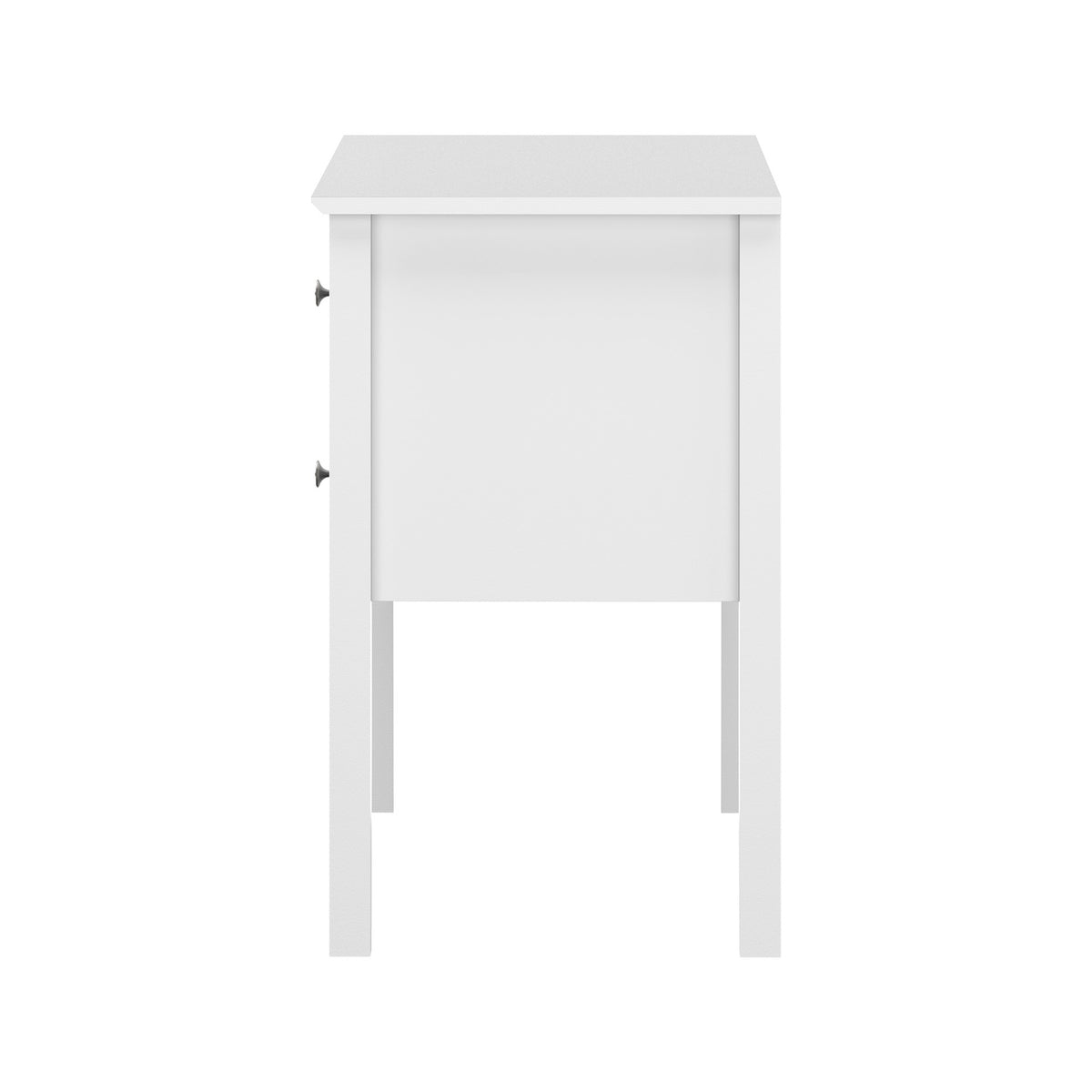 Oikiture Farmhouse Bedside Table 2 Drawer White Nightstand Side Storage Cabinet