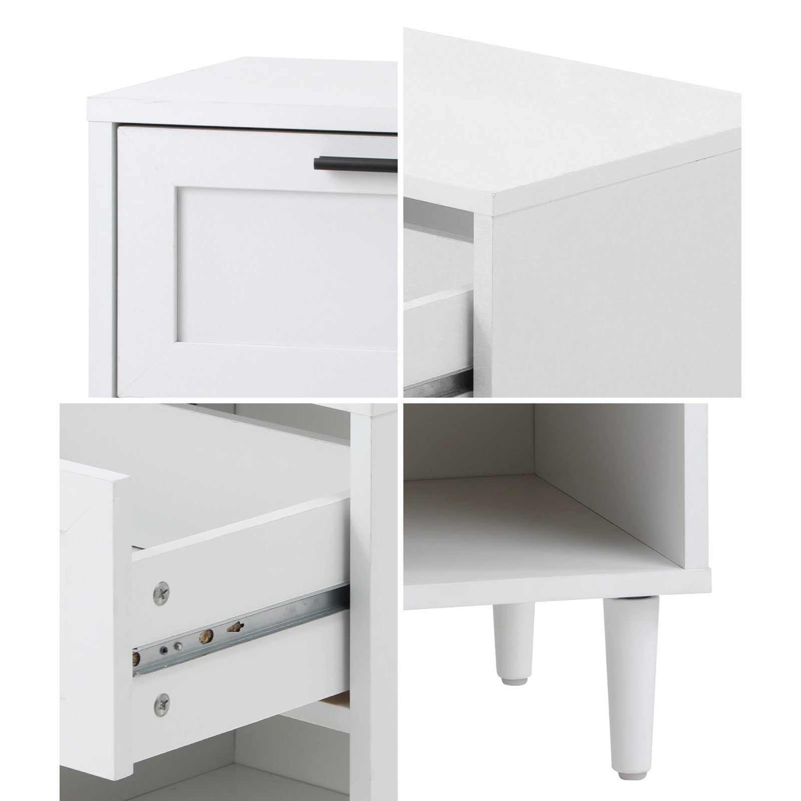 Oikiture Bedside Tables Set of 2 Nightstand Side End Table Storage Cabinet White - Sunyee