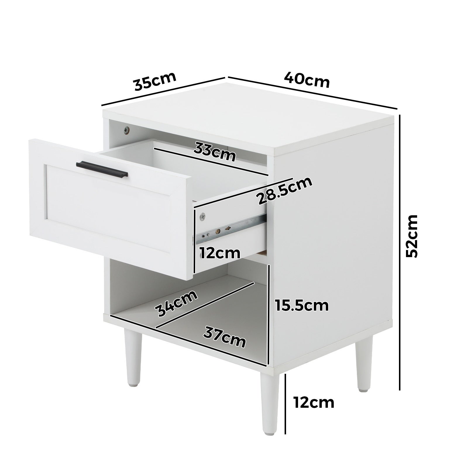 Oikiture Bedside Tables Set of 2 Nightstand Side End Table Storage Cabinet White - Sunyee