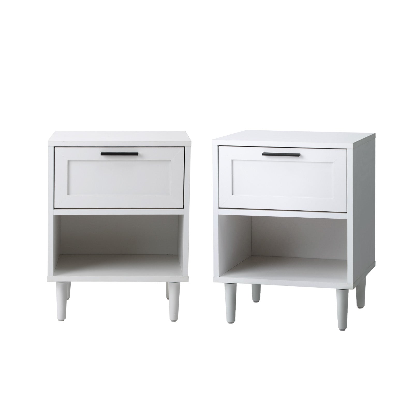 Oikiture Bedside Tables Set of 2 Nightstand Side End Table Storage Cabinet White - Sunyee