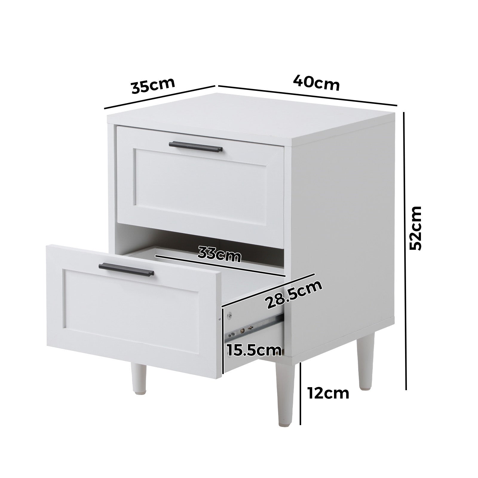 Oikiture Bedside Tables Set of 2 Nightstand Side End Table Bedroom Storage White - Sunyee