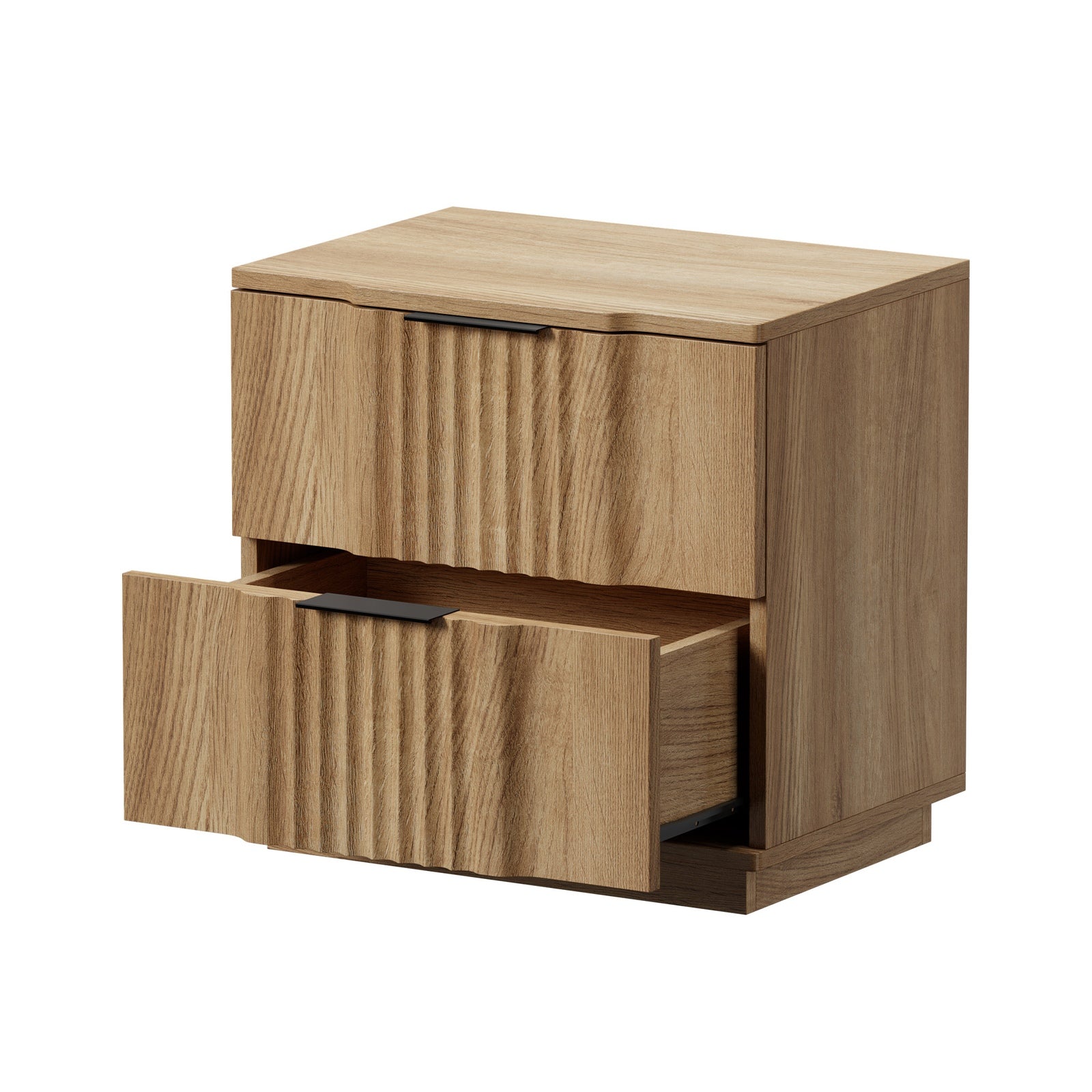 Oikiture Bedside Table 2 Drawers Storage Nightstand Side End Table Natural - Sunyee