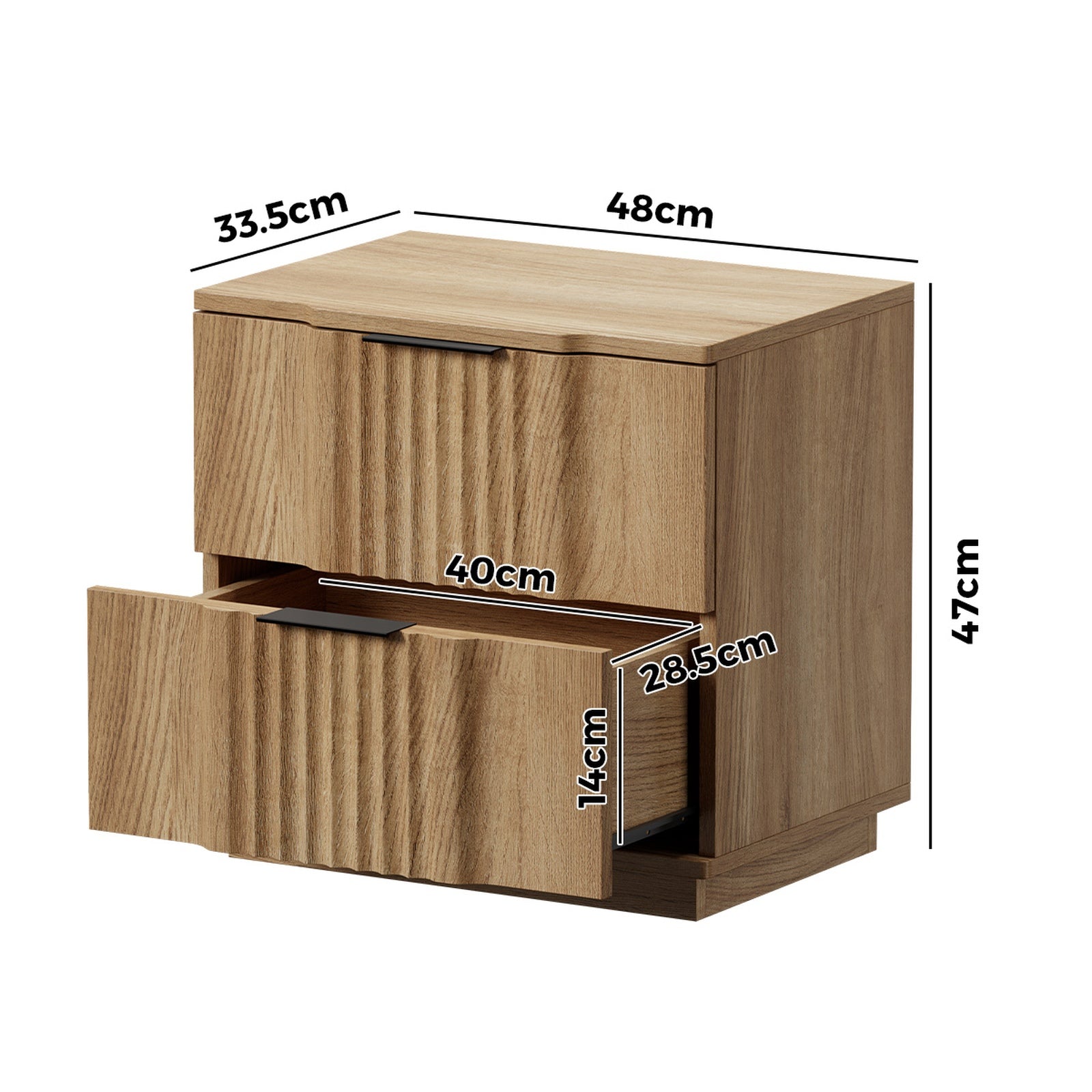Oikiture Bedside Table 2 Drawers Storage Nightstand Side End Table Natural - Sunyee