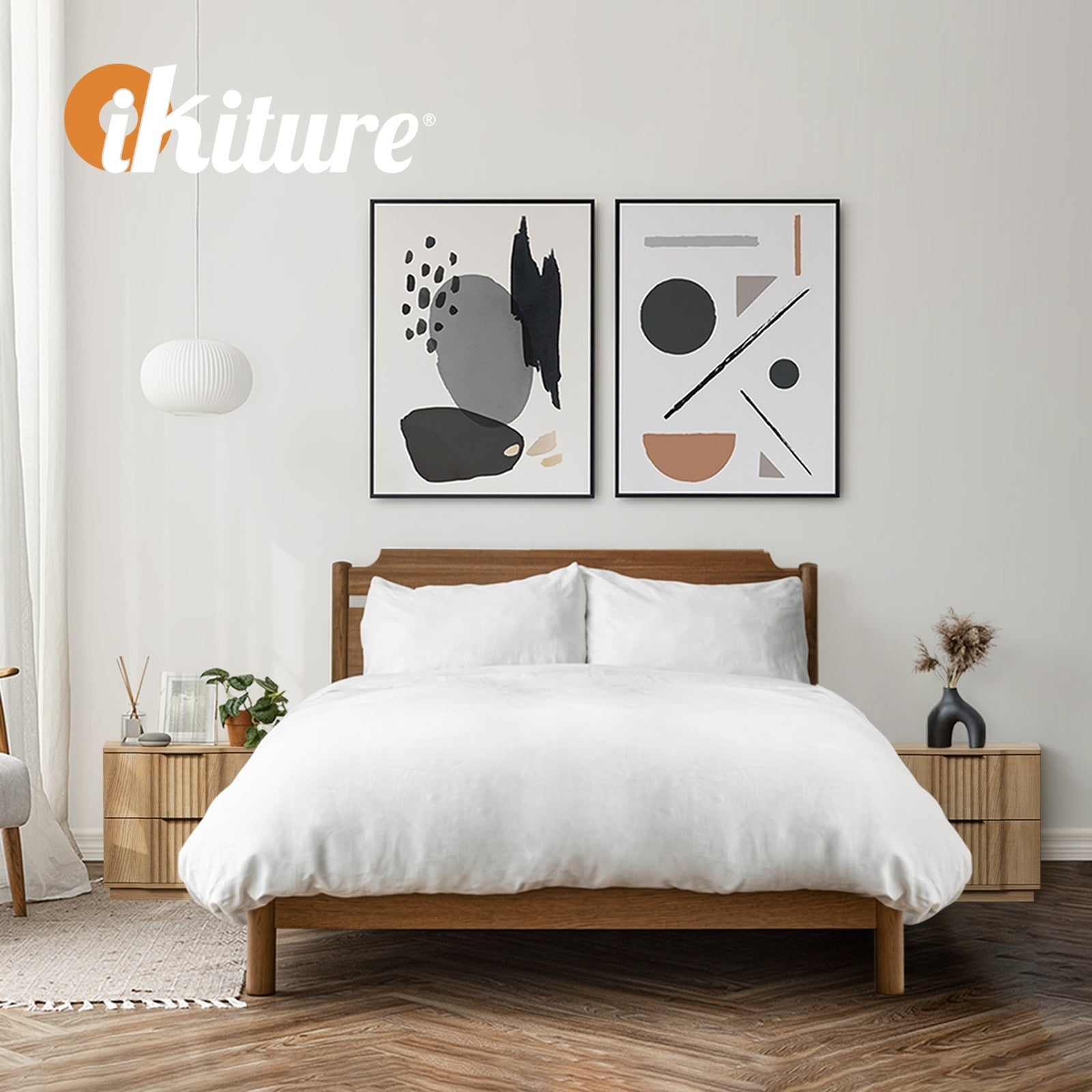 Oikiture 2pc Bedside Table 2 Drawers Storage Nightstand Side End Table Natural - Sunyee