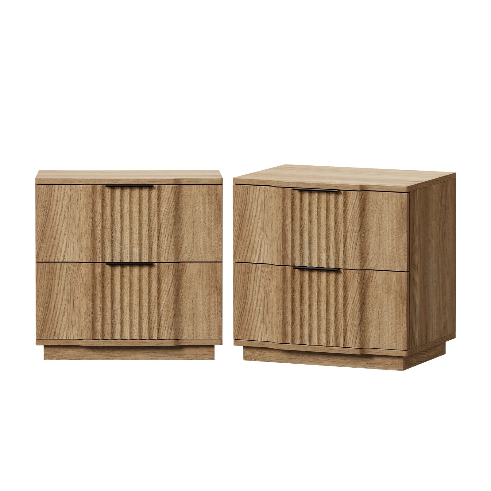 Oikiture 2pc Bedside Table 2 Drawers Storage Nightstand Side End Table Natural - Sunyee