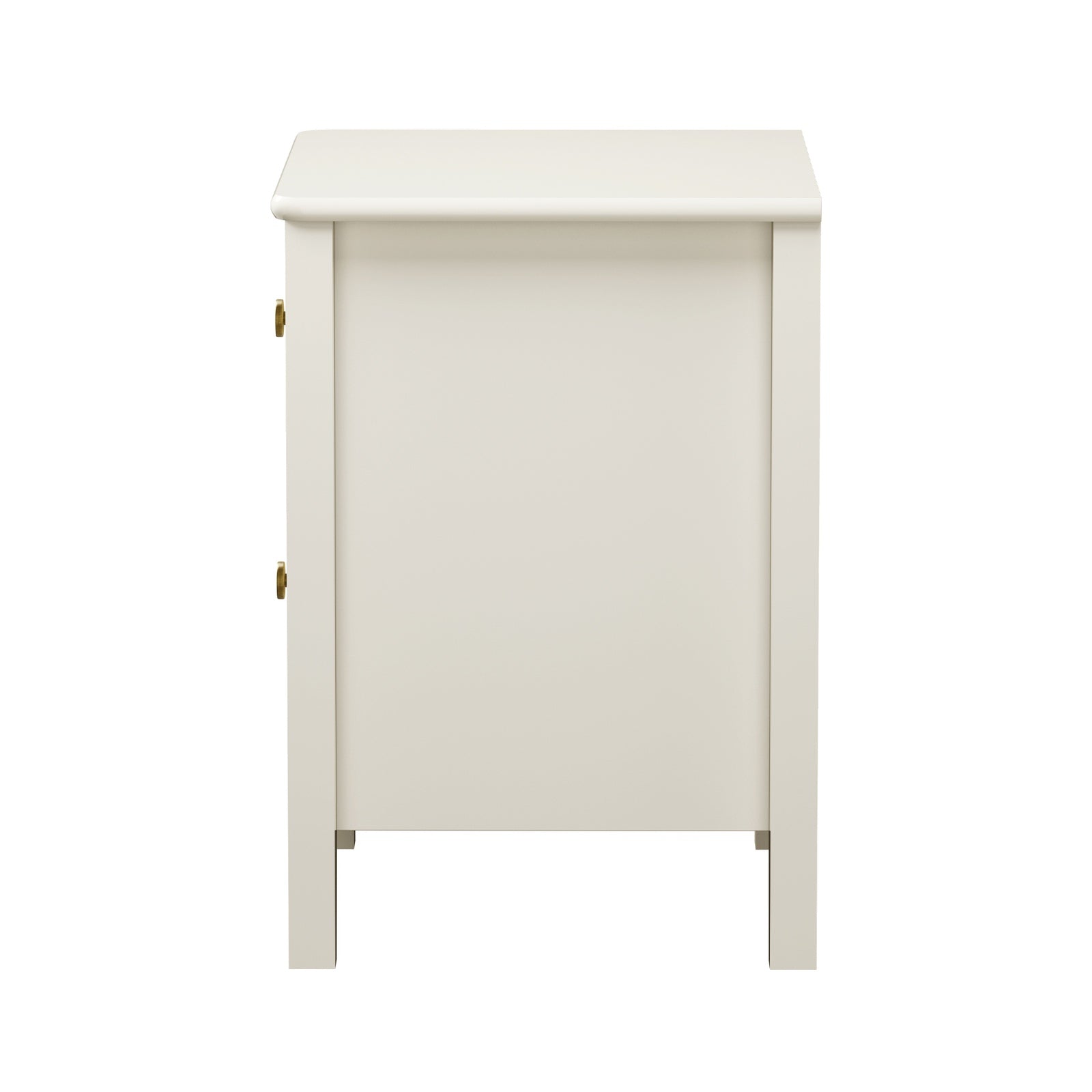 Oikiture Bedside Table 2 Drawers Metal Handle Bedroom Storage White