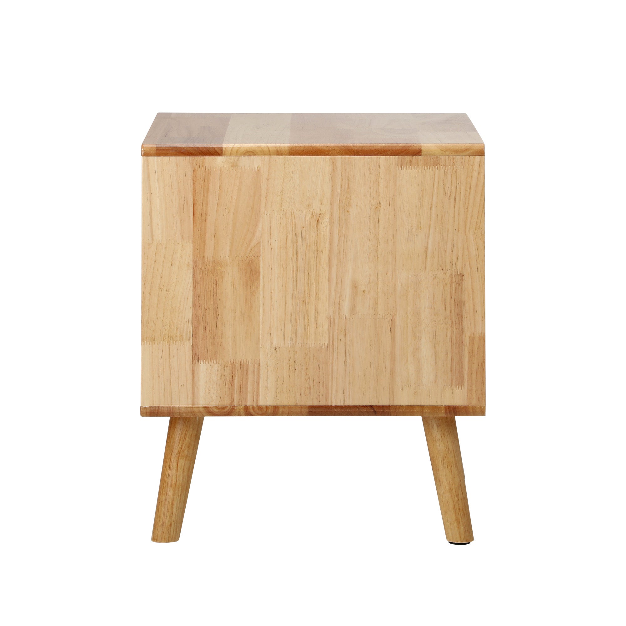 Oikiture 2pc Bedside Tables 2 Drawers Storage Nightstand Solid Wood Natural