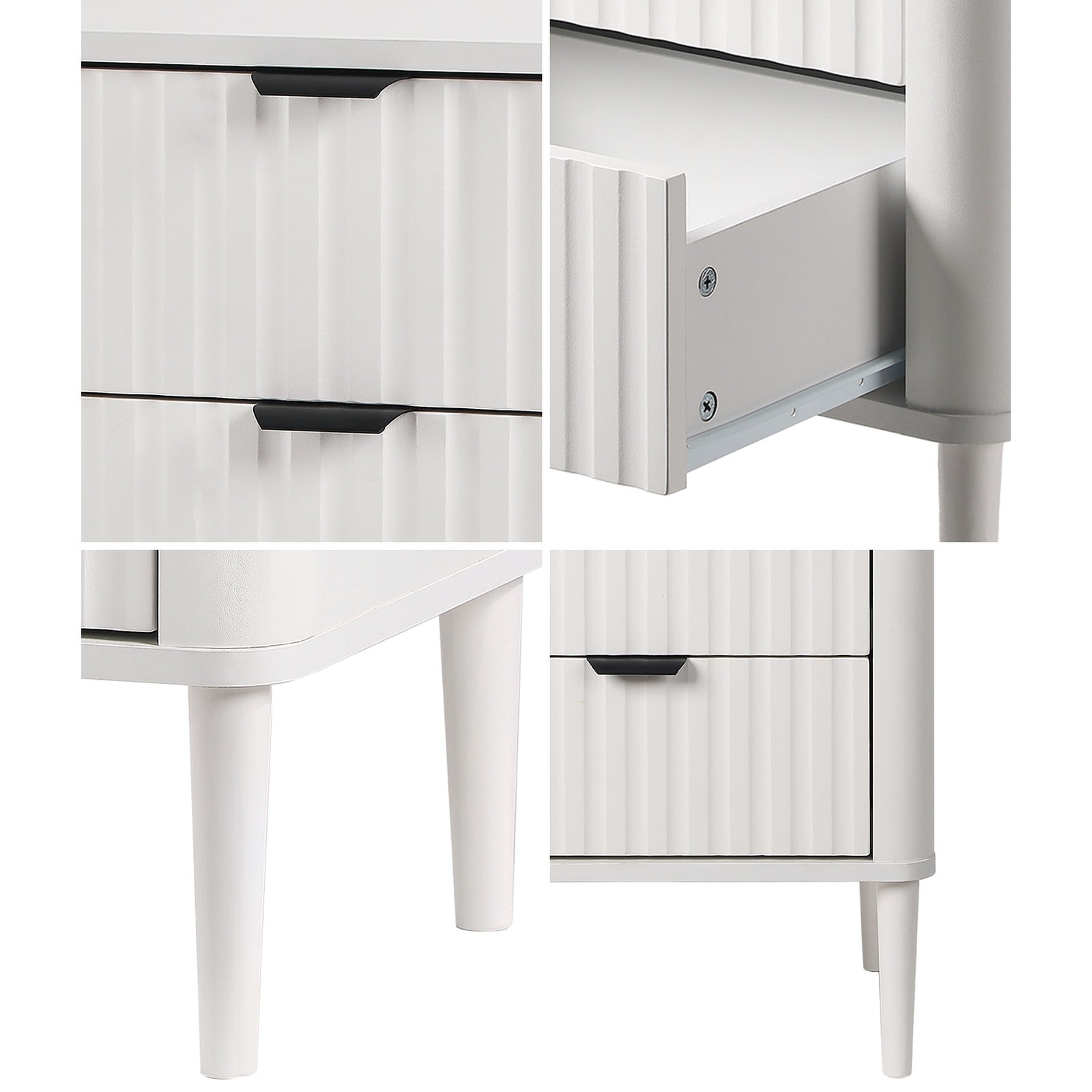 Oikiture 2x Bedside Table Nightstand Side Tables Storage 2 Drawers Cabinet White - Sunyee
