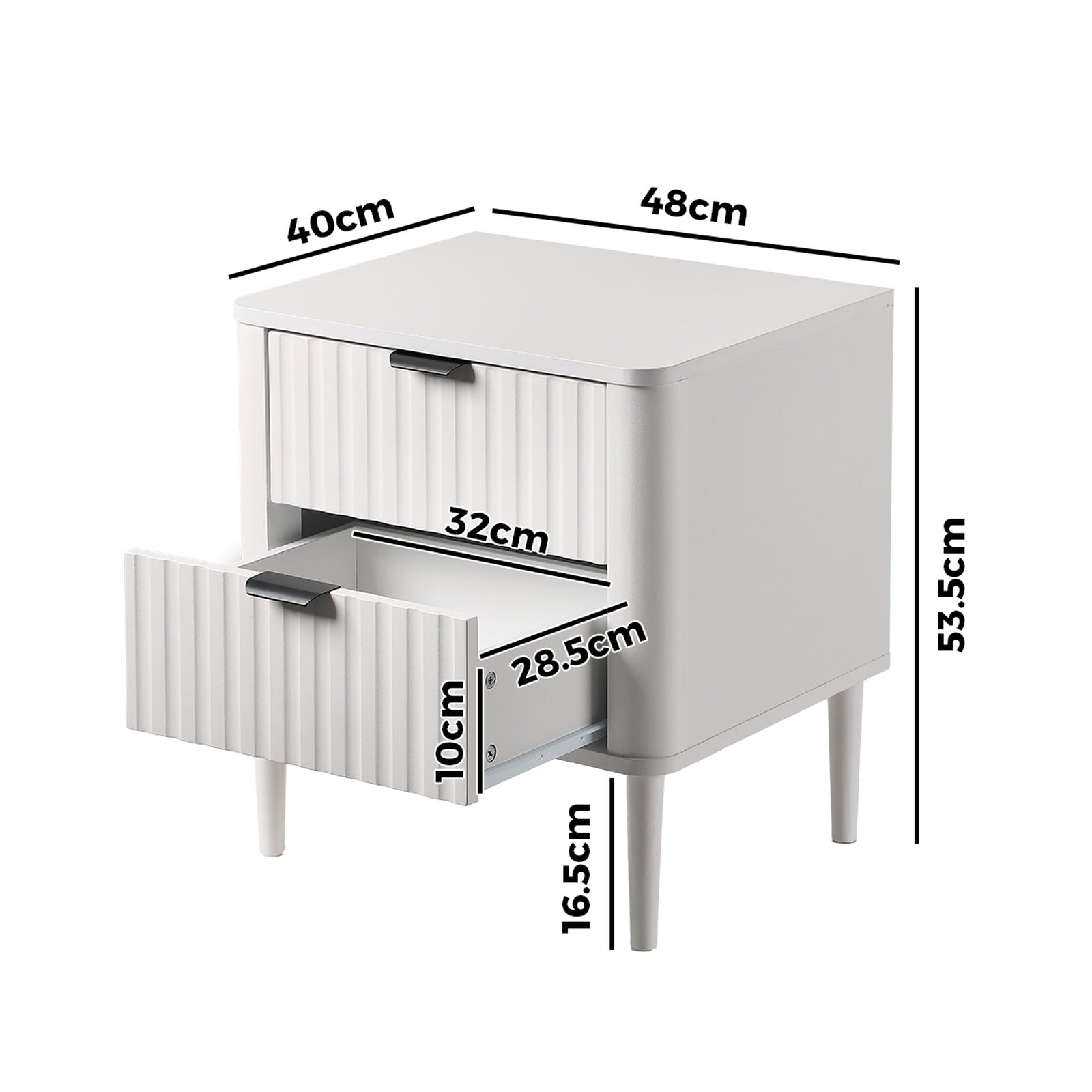 Oikiture 2x Bedside Table Nightstand Side Tables Storage 2 Drawers Cabinet White - Sunyee