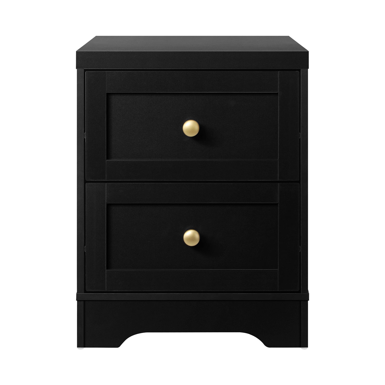 Oikiture Bedside Tables 2 Drawers Hamptons Furniture Storage Cabinet Black - Sunyee