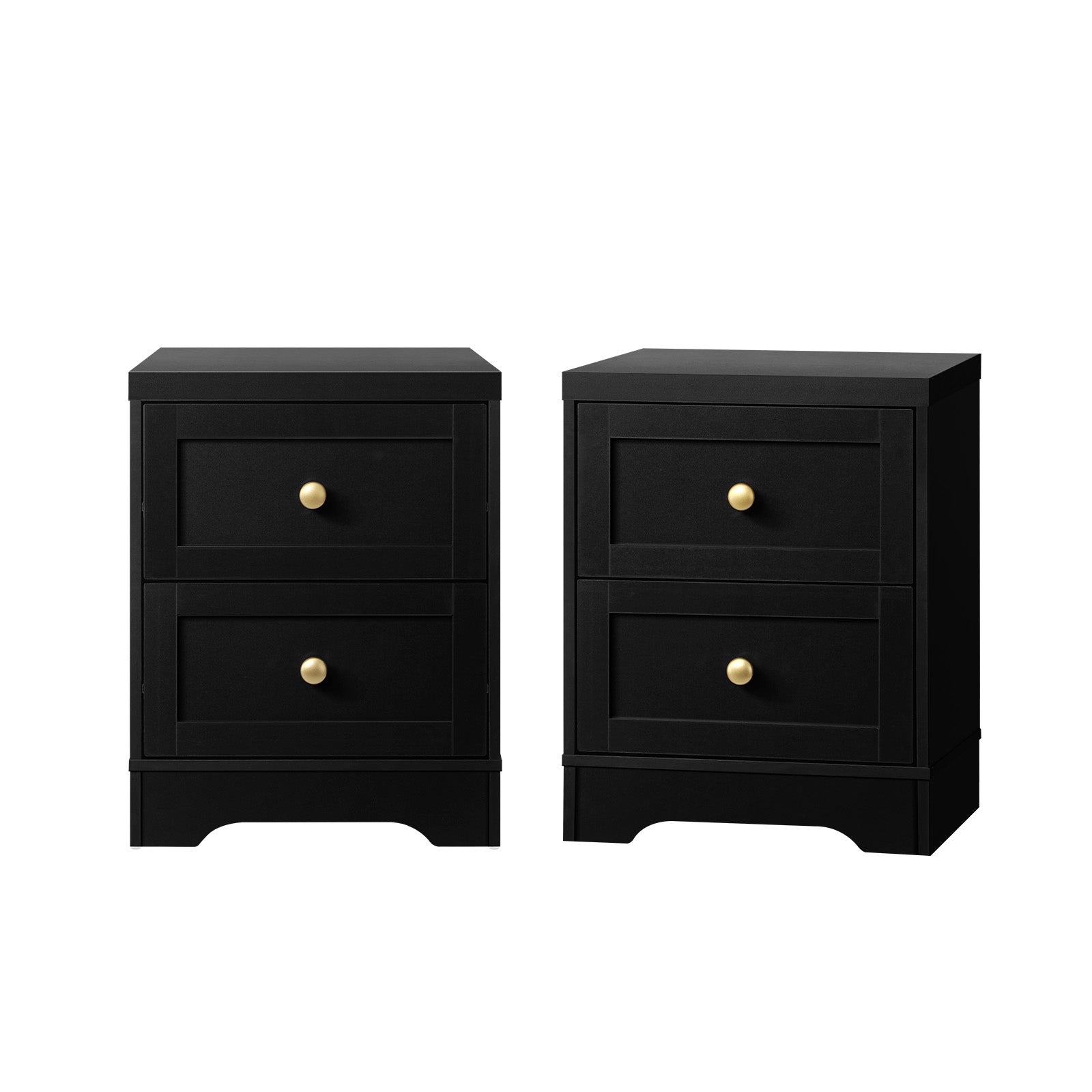 Oikiture 2 X Bedside Tables Hamptons Furniture Storage Cabinet Black - Sunyee