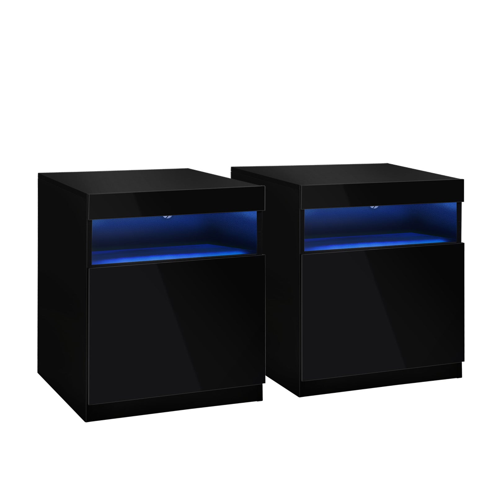 Oikiture Bedside Tables Set of 2 LED Nightstand Shelf Side End Table Black - Sunyee