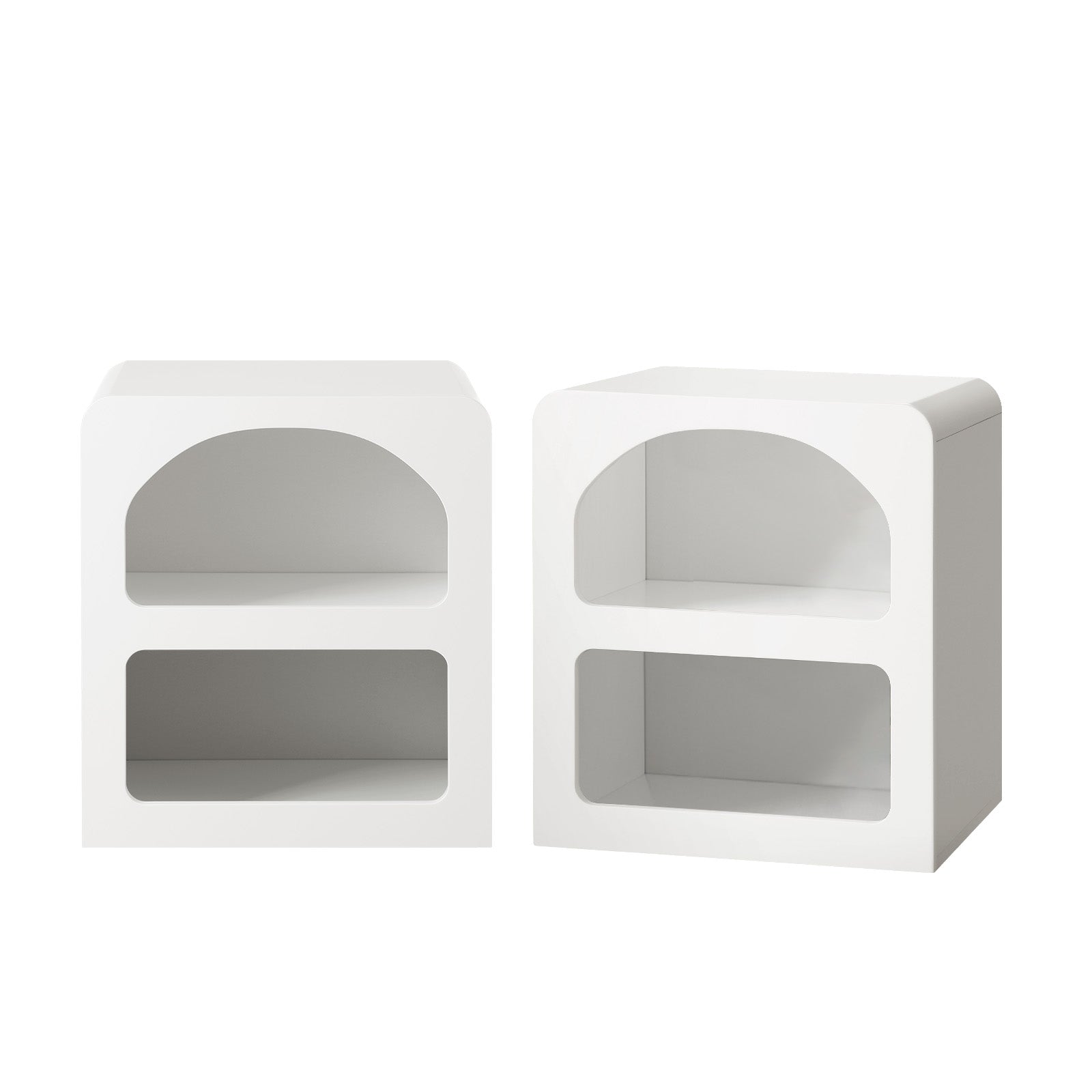 Oikiture Bedside Tables Set of 2 Display Shelf Storage Cabinet Nightstand White - Sunyee
