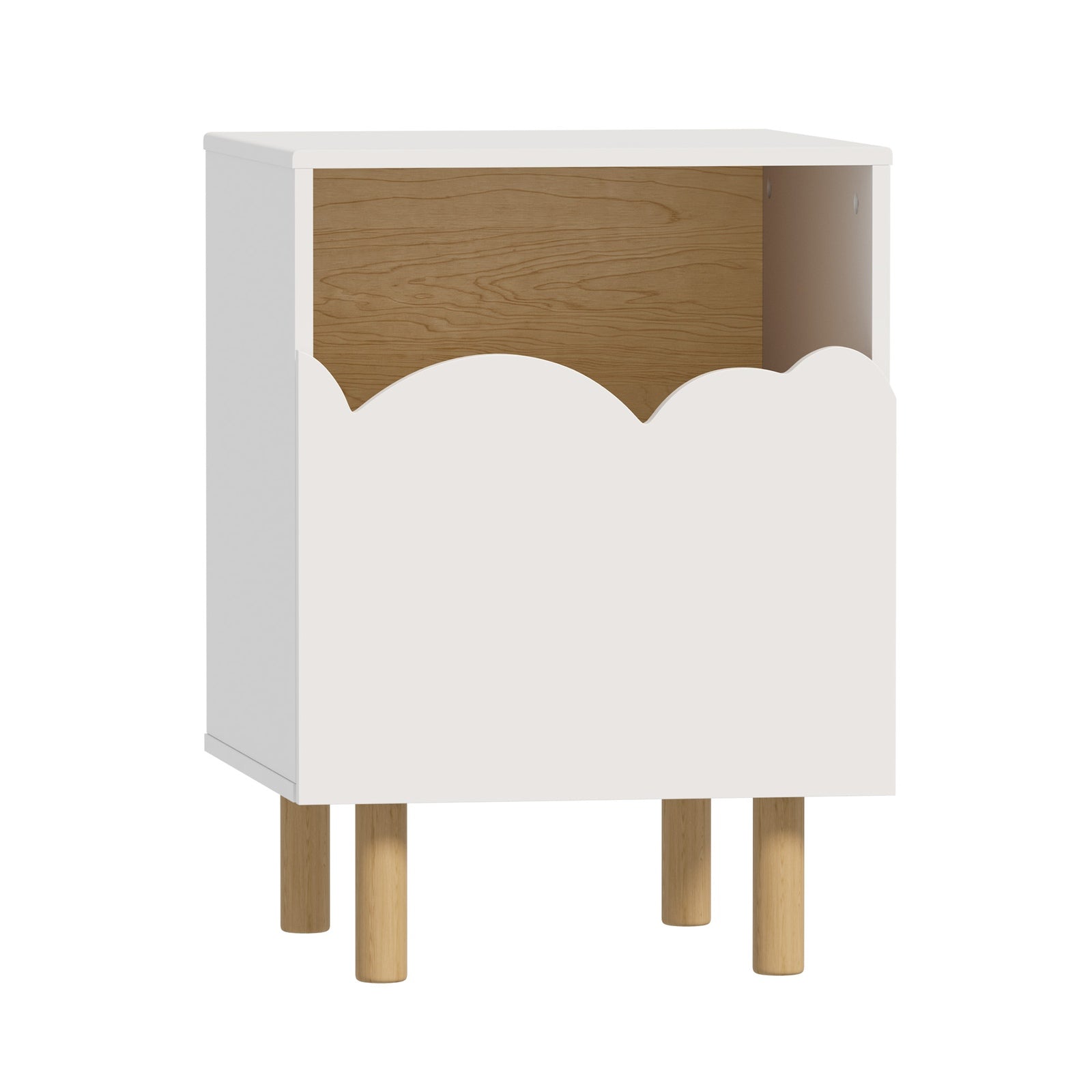 Oikiture 2PC Bedside Table Single Drawer Nightstand Kids Bedroom Storage White