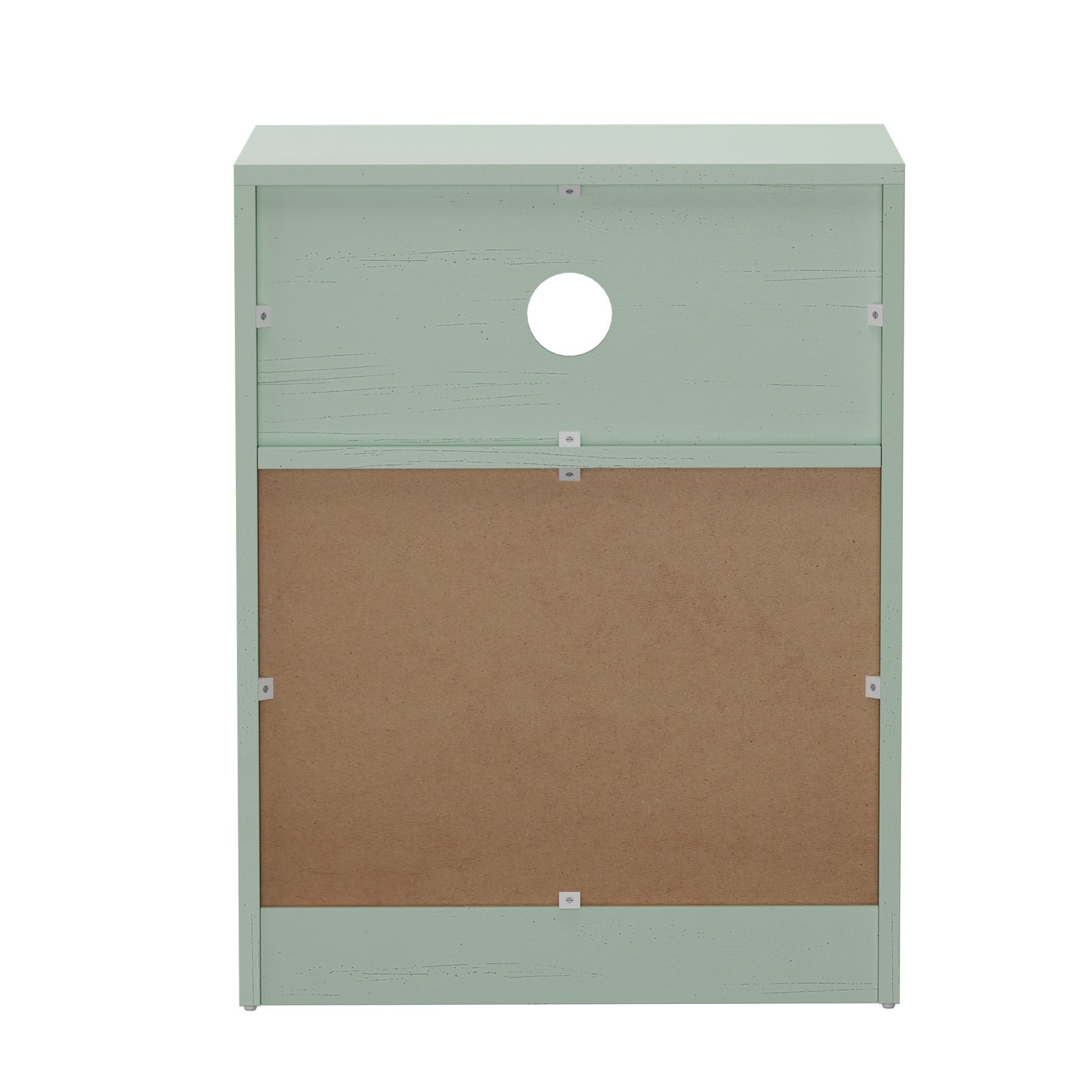 Oikiture 2pc Bedside Table 2 Drawers Open Shelf Nightstand Cabinet Green