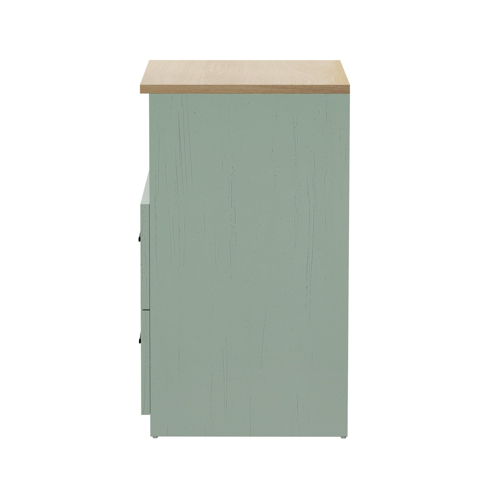 Oikiture 2pc Bedside Table 2 Drawers Open Shelf Nightstand Cabinet Natural&Green