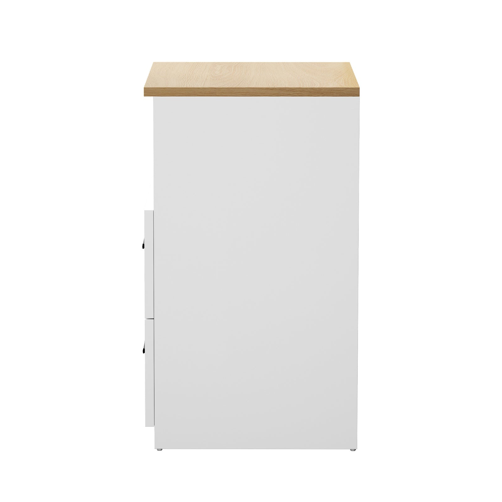 Oikiture Bedside Table 2 Drawers Open Shelf Nightstand Cabinet Natural&White
